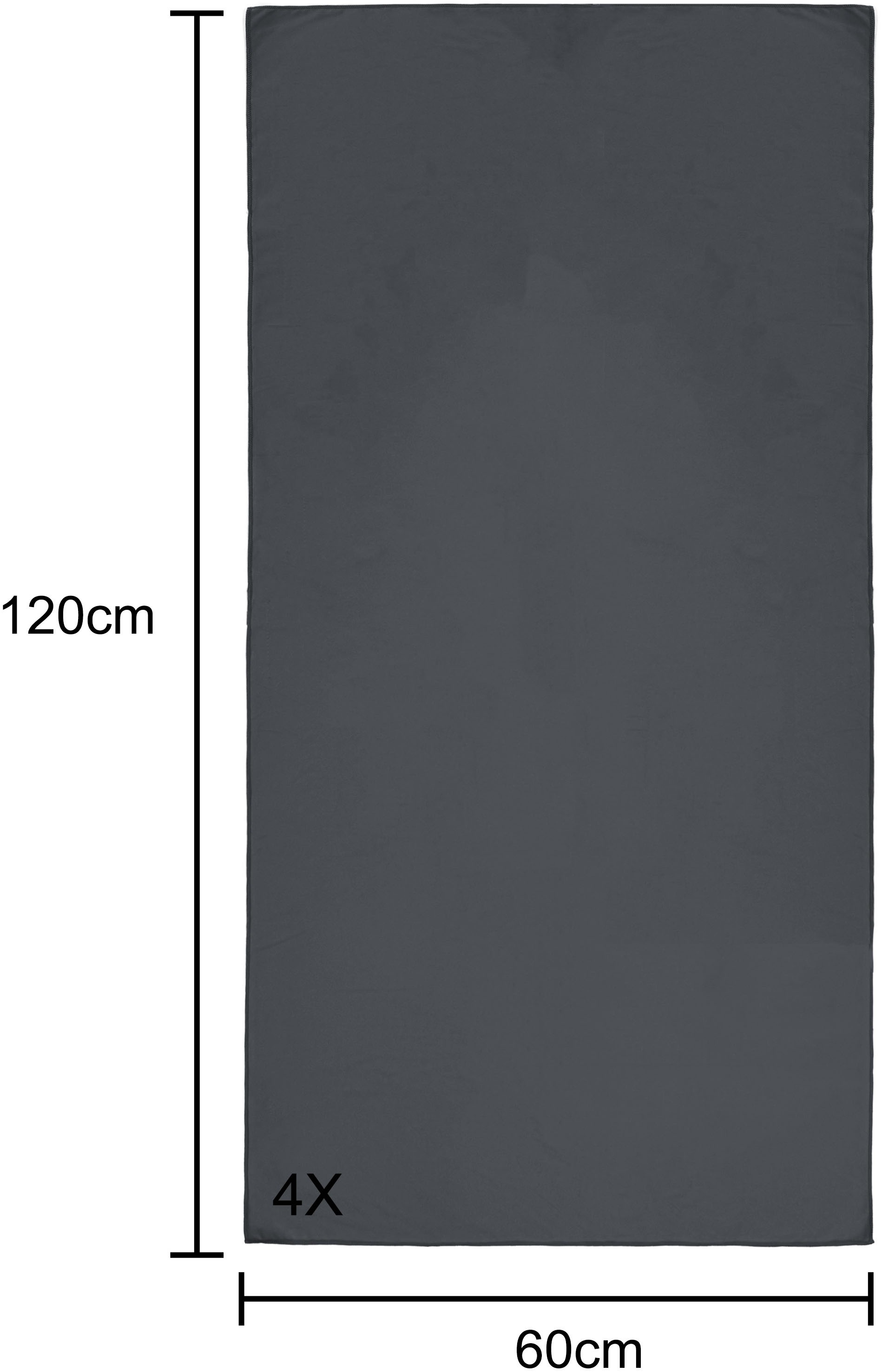 my home Reisehandtuch »Xavi, 4 x 60x120cm, ideal als Sporthandtuch, Reisehandtuch«, (4 St.), als Serie und Set, sehr leicht, kompakt, schnelltrocknend, Mikrofaser