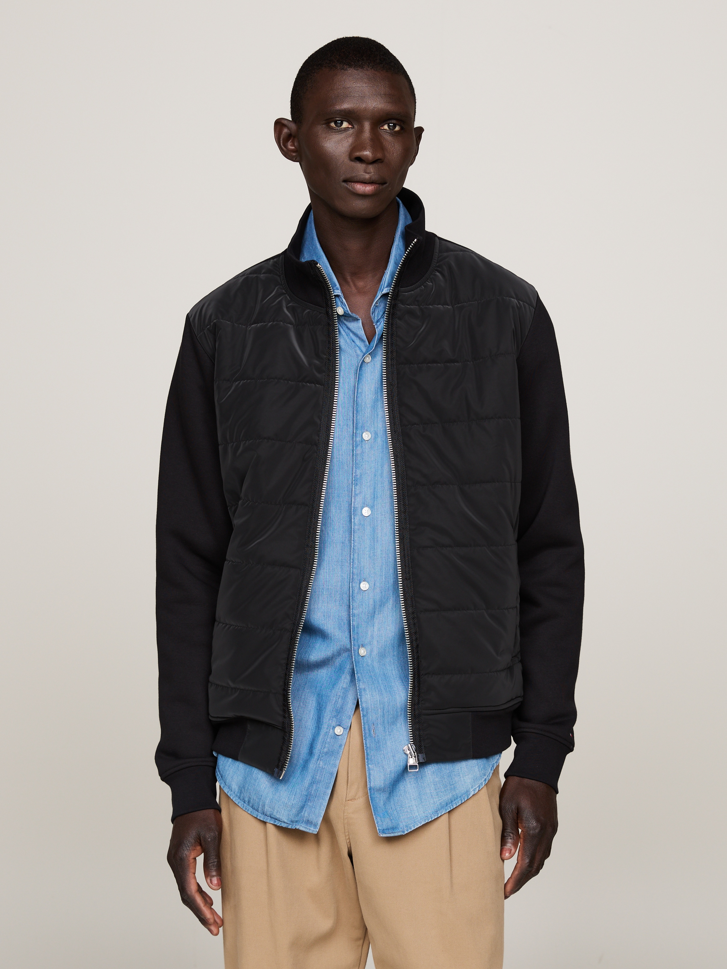 Tommy hilfiger mixed media zip front discount