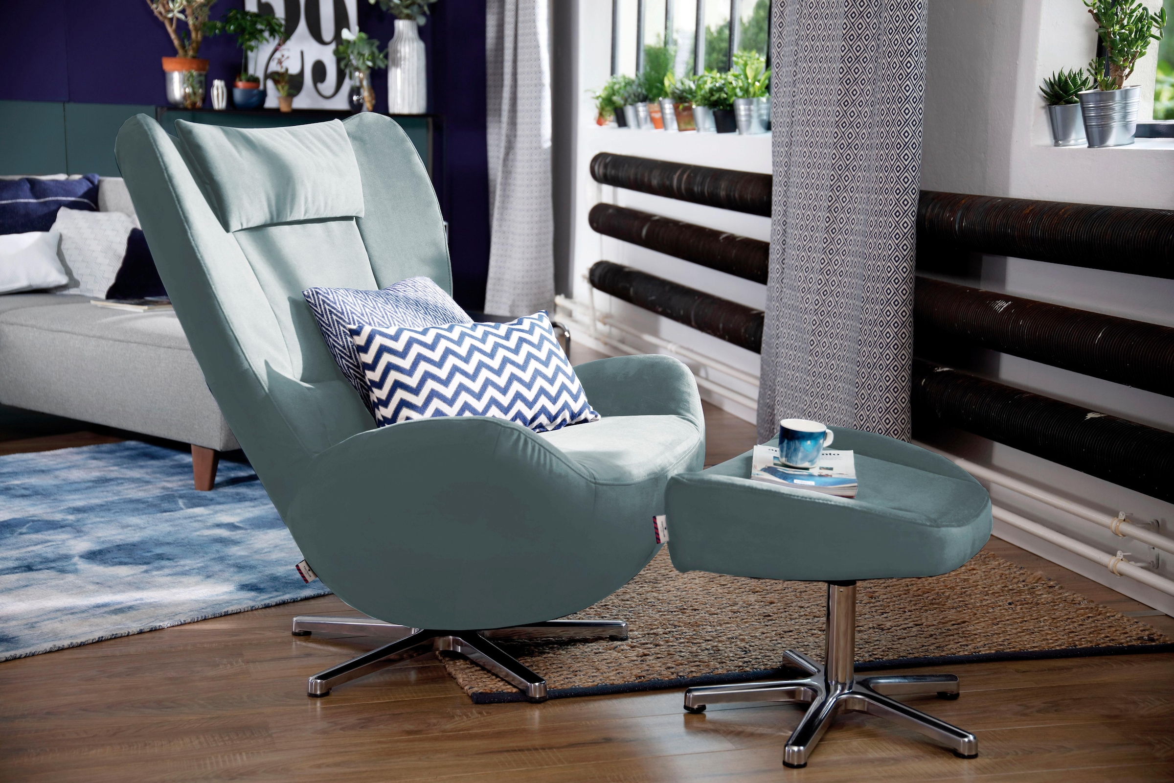 PURE«, TAILOR Loungesessel HOME in Chrom BAUR mit TOM Metall-Drehfuß | »TOM