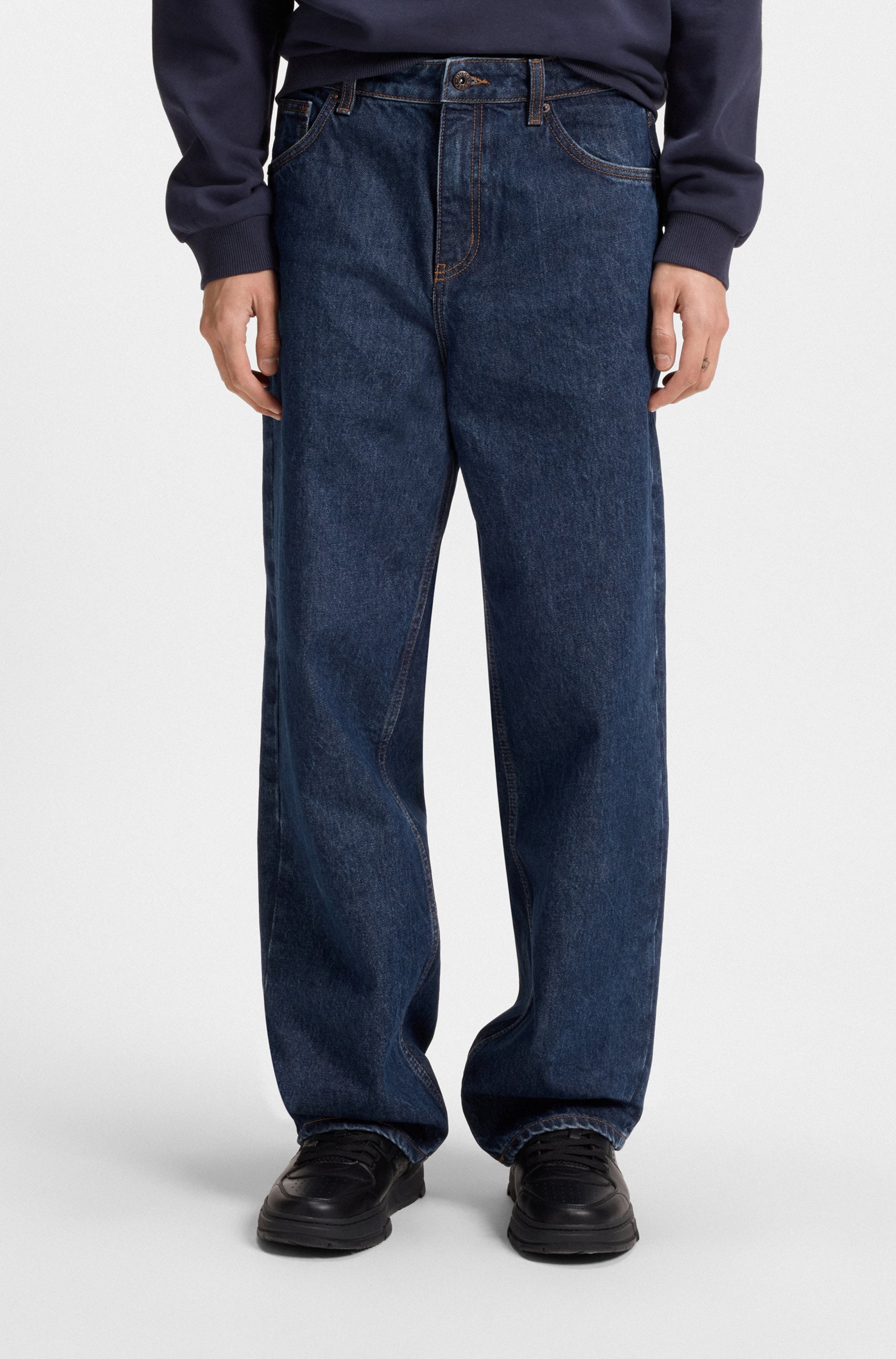 HUGO Blue Relax-fit-Jeans "Leni", mit charakteristischer Stickerei günstig online kaufen