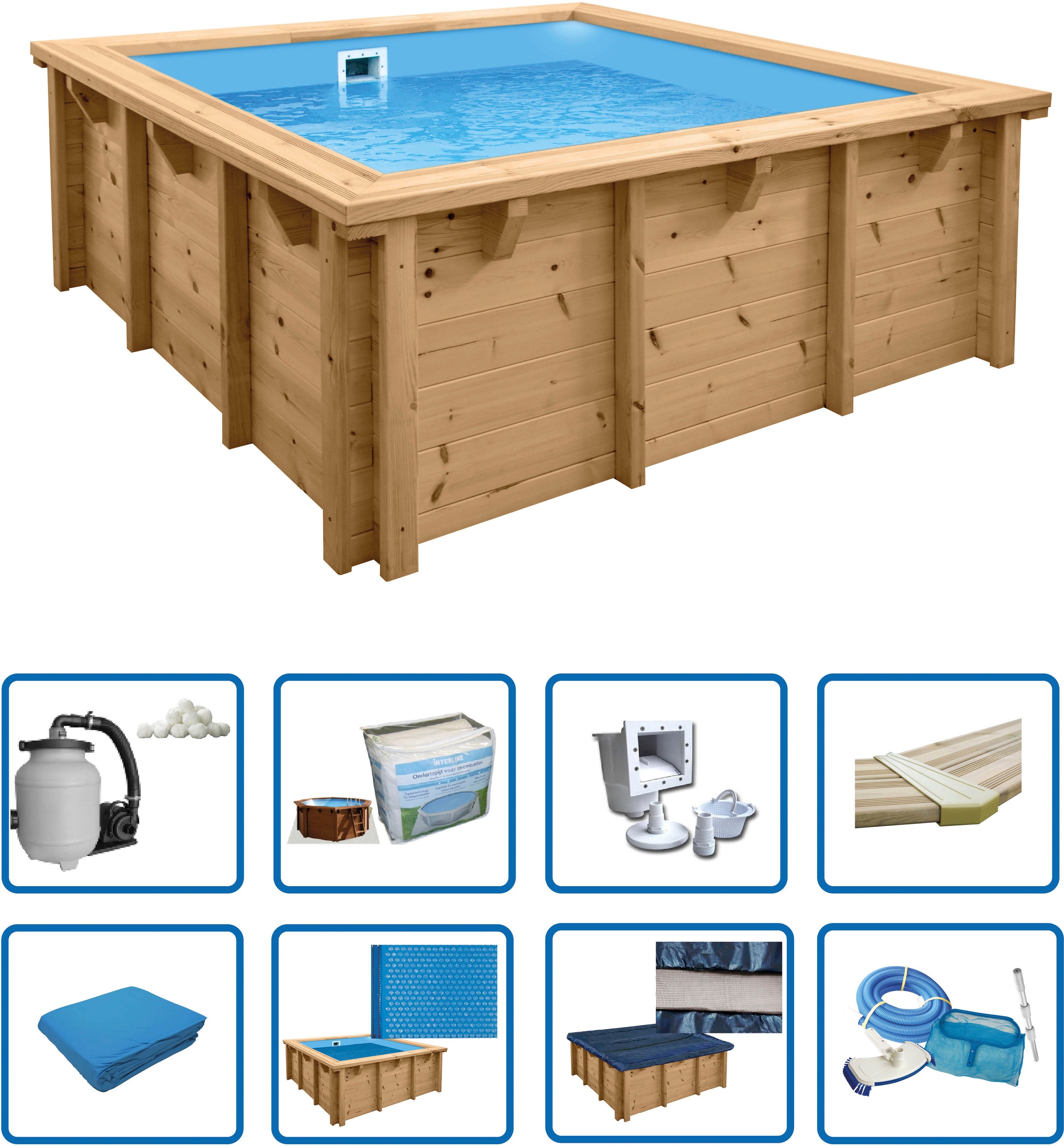 Interline Pool "Java Premium", (Set, 9 tlg.), 210x210x78 cm