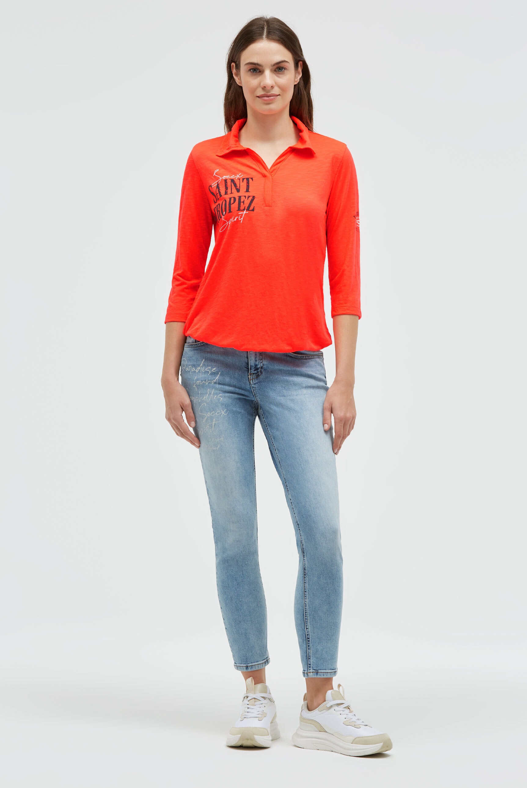 SOCCX Poloshirt mit Gummizug im Saum