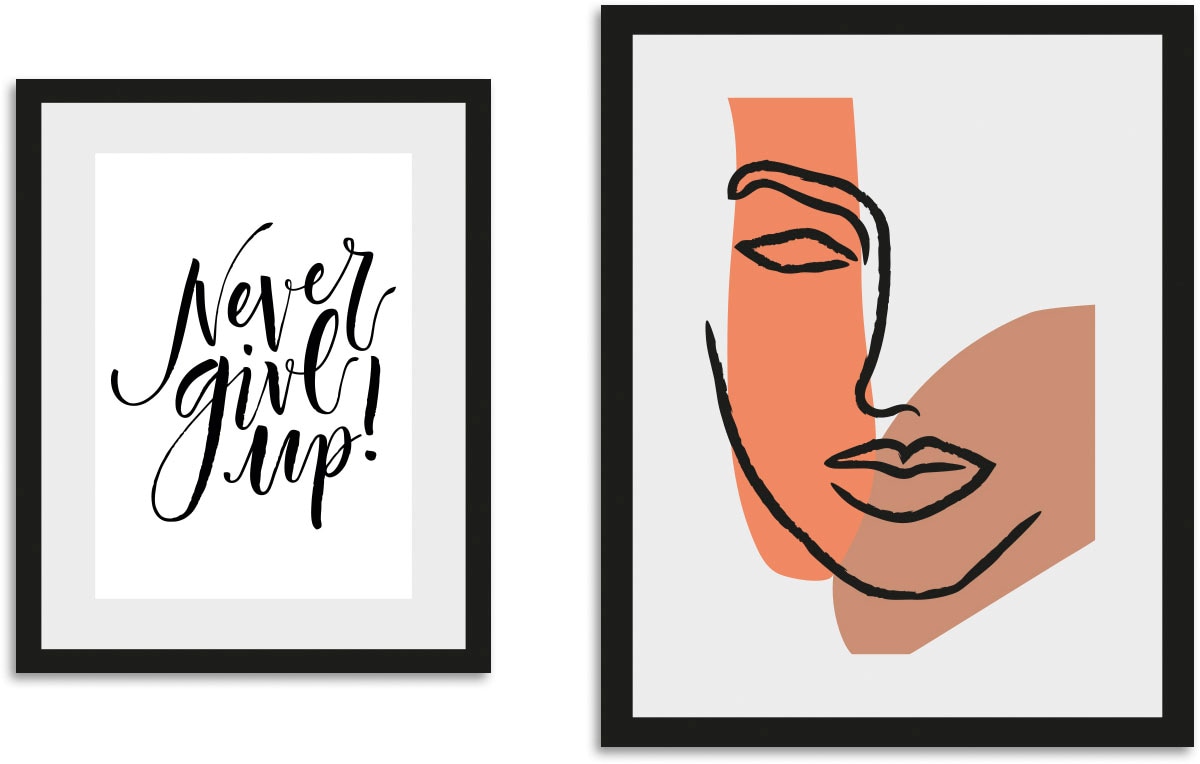 queence Bild "Dreamer" Abstrakt Figuren Gesicht Kunst Motivationsbilder Sprüche & Texte 2 Stk. tlg. gerahmt