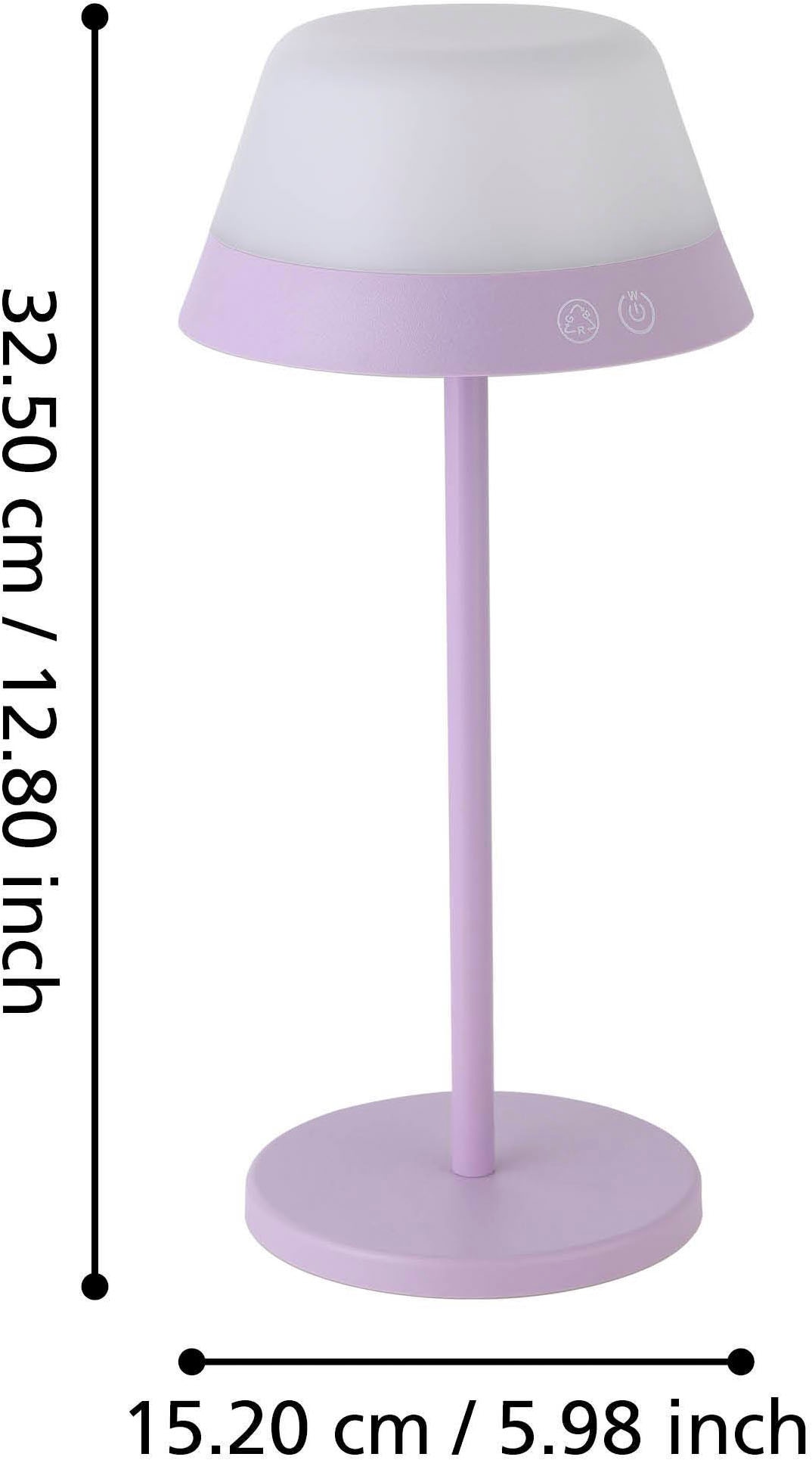 EGLO Tischleuchte »Meggiano Tischlampe, kabellos, aufhängbarer Lampenschirm, IP54, Lampe« LED-Modul 1 Stk. RGB | Warmweiß Tischleuchte - H32 x Ø15 cm - lila - 1X1,5W;1X0,8W inkl.