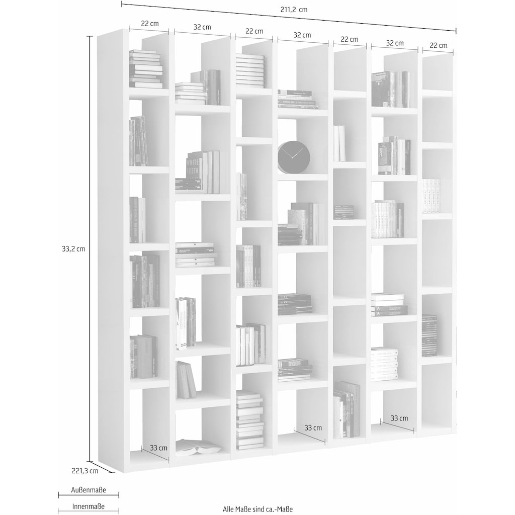 fif möbel Raumteilerregal »TOR165«, Breite 211 cm