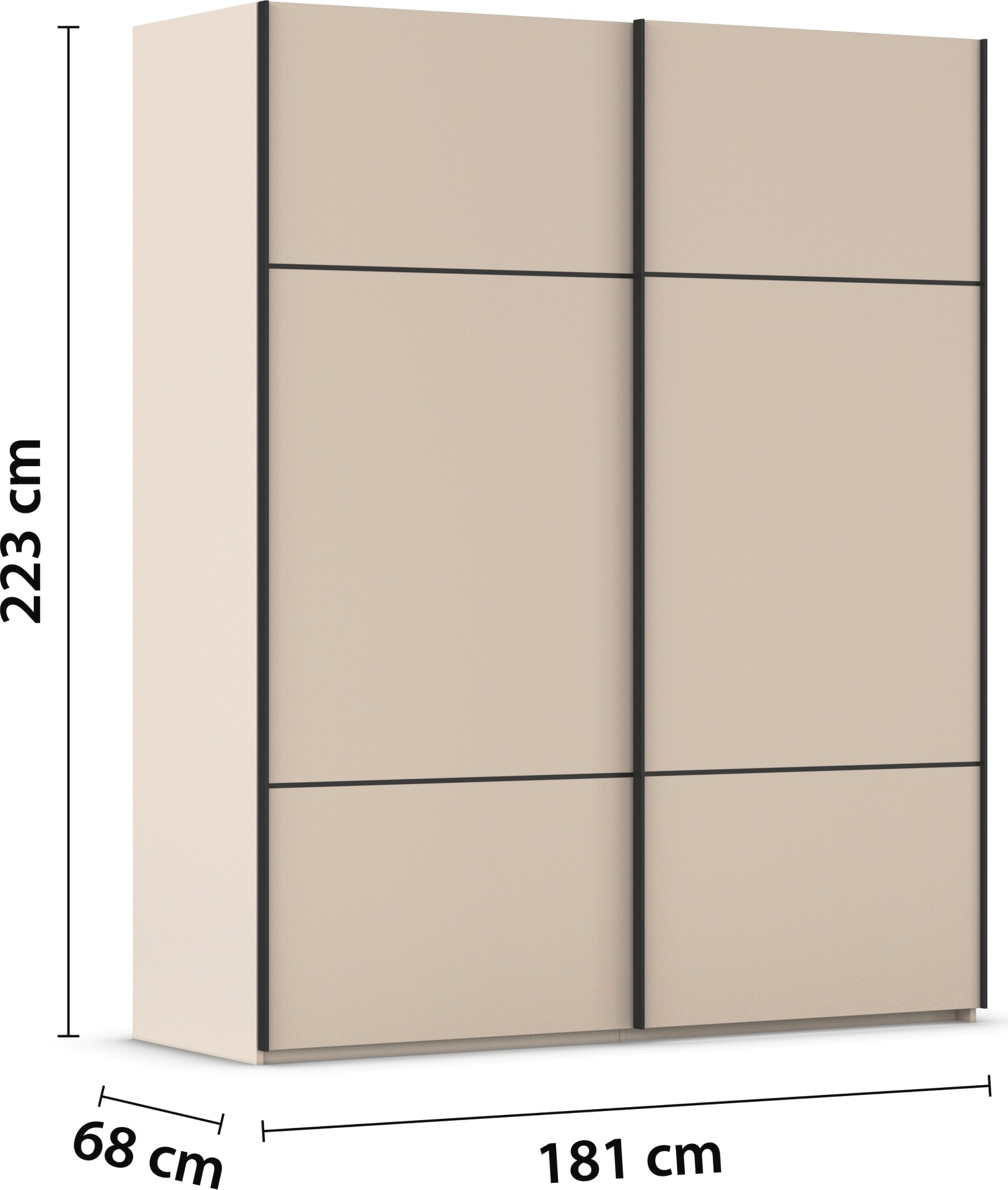rauch Schwebetürenschrank »Kleiderschrank Schrank Garderobe Schlafzimmerschrank SCALE-TRIO«, edle dreigeteilte Front, 2 Zierleisten in Griff-Farbe MADE IN GERMANY