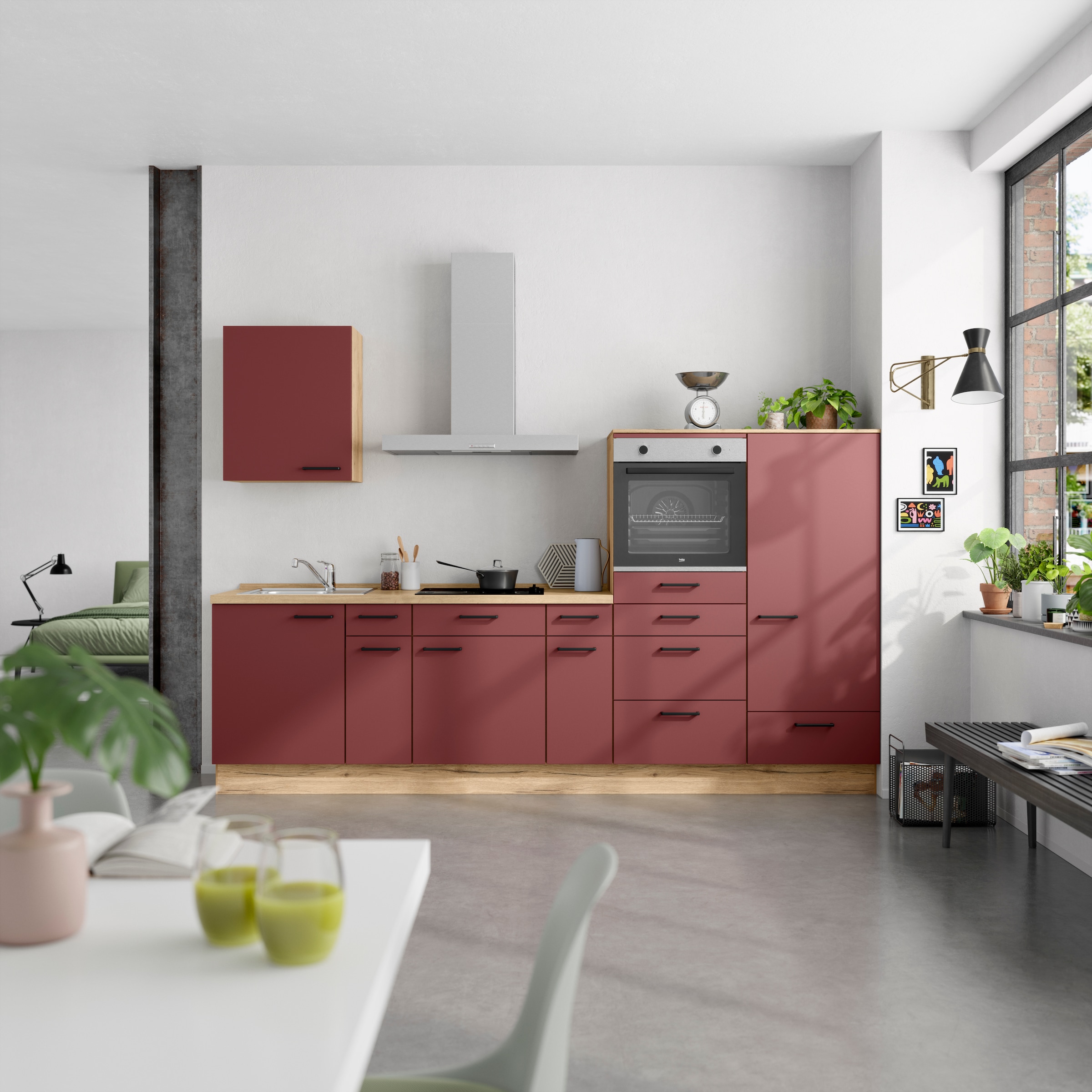 nobilia® Küchenzeile »"Easytouch I"«, vormontiert, Ausrichtung wählbar, Breite 300 cm, wahlw. mit E-Geräten