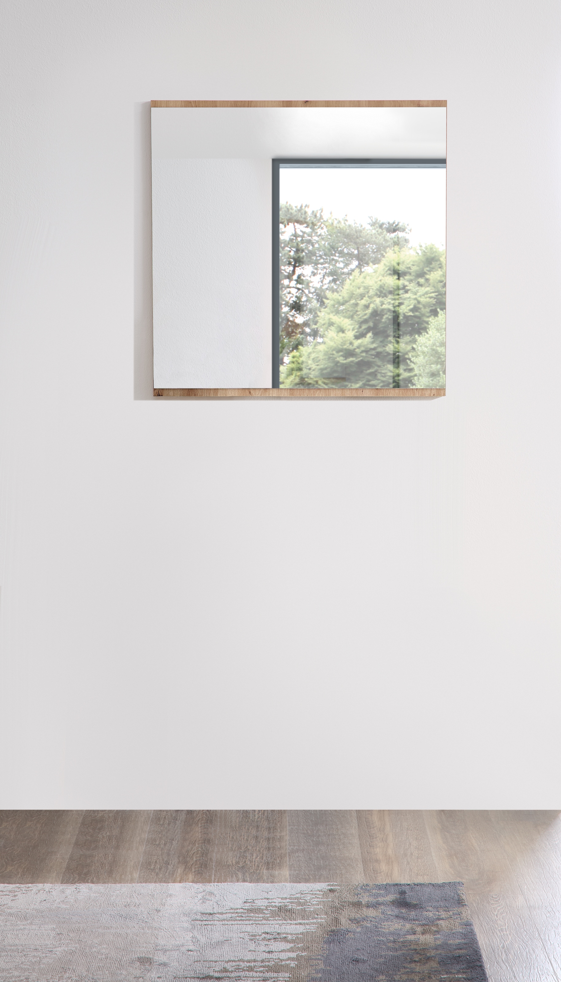 HBZ Spiegel »Lagos Garderobenspiegel, BxHxT 80x80x2 cm«, (1 St.), Mit filligraner Absetzung in Eiche Artisan Dekor