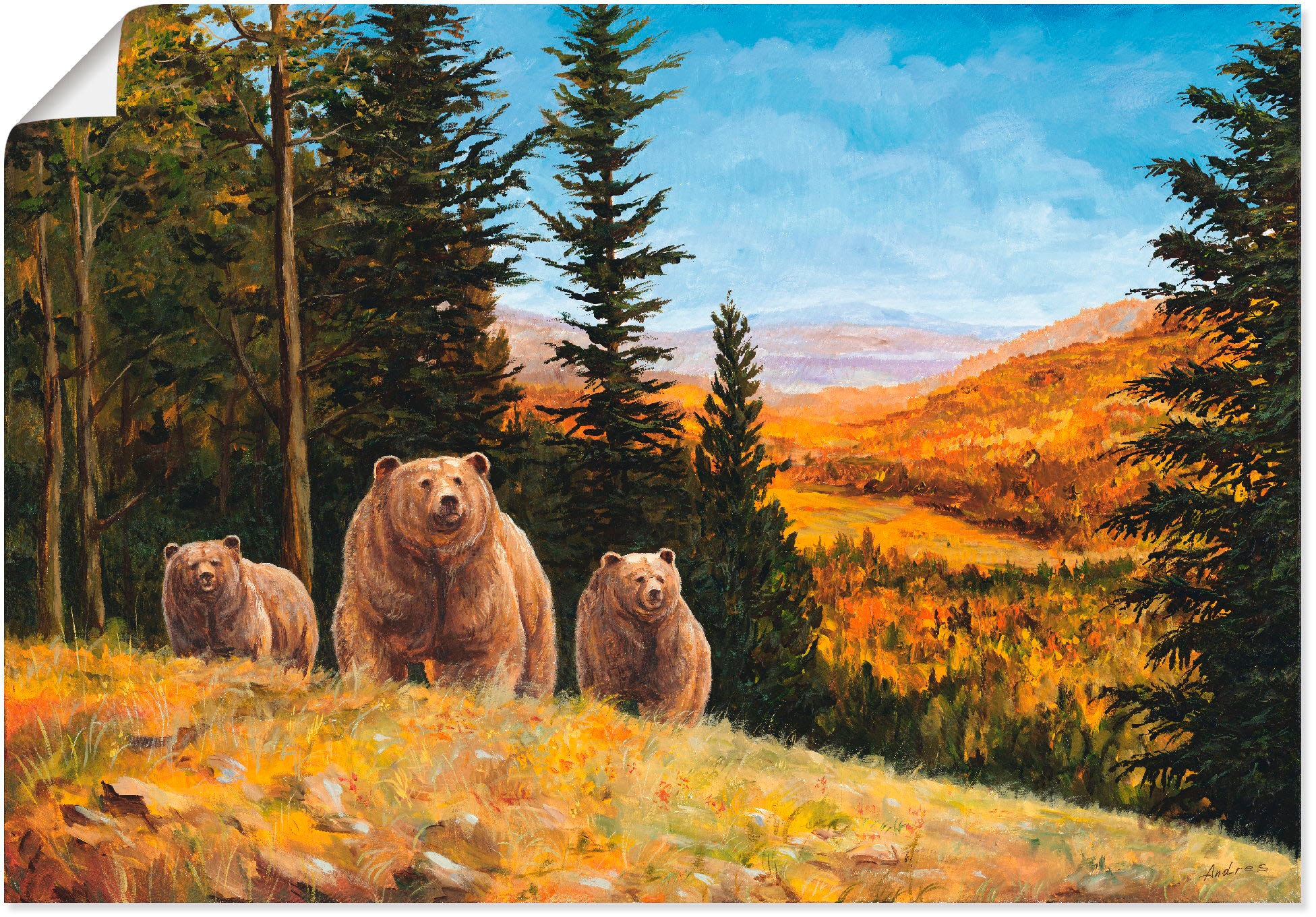 Artland Wandbild »Grizzly Bären«, Wildtiere, (1 St.), als Leinwandbild, Poster in verschied. Größen