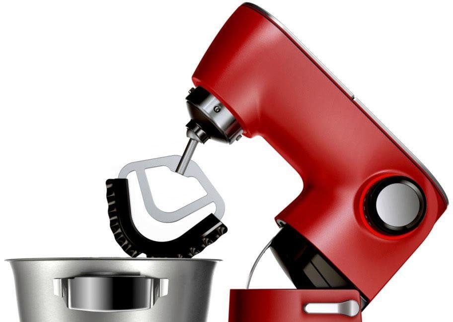 BOSCH Küchenmaschine »Serie 8 MUM9A66R00, Gratis Set VeggieLove Plus MUZ9VLP1«, Knethaken/Rühr-/Silikonbesen spülmaschinenfest, rot/silber