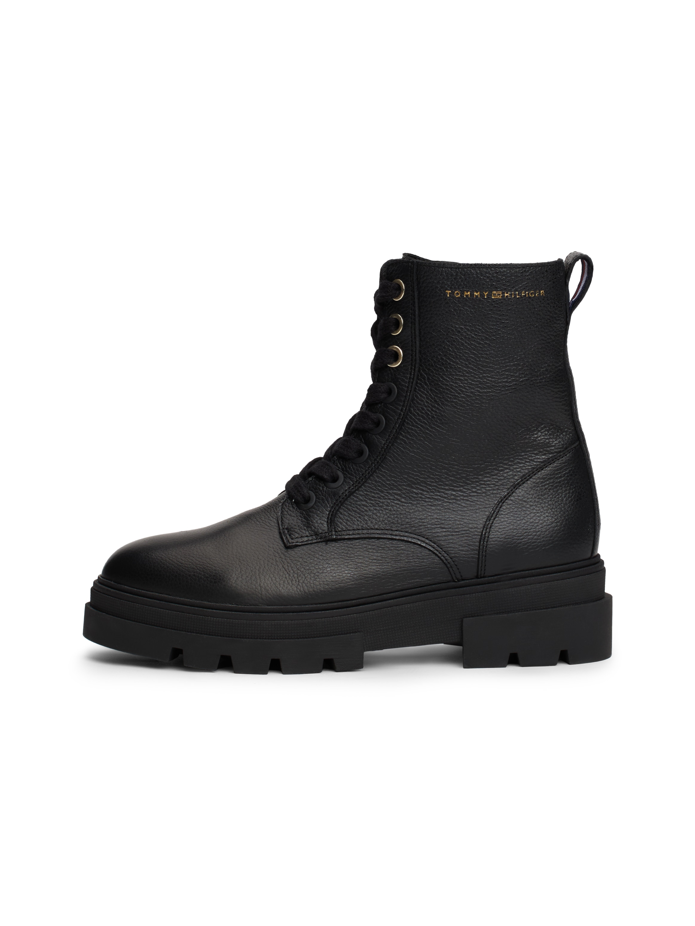 Tommy Hilfiger Schnürboots "BICOLOR LEATHER LACE-UP", Plateau, Schnürstiefe günstig online kaufen