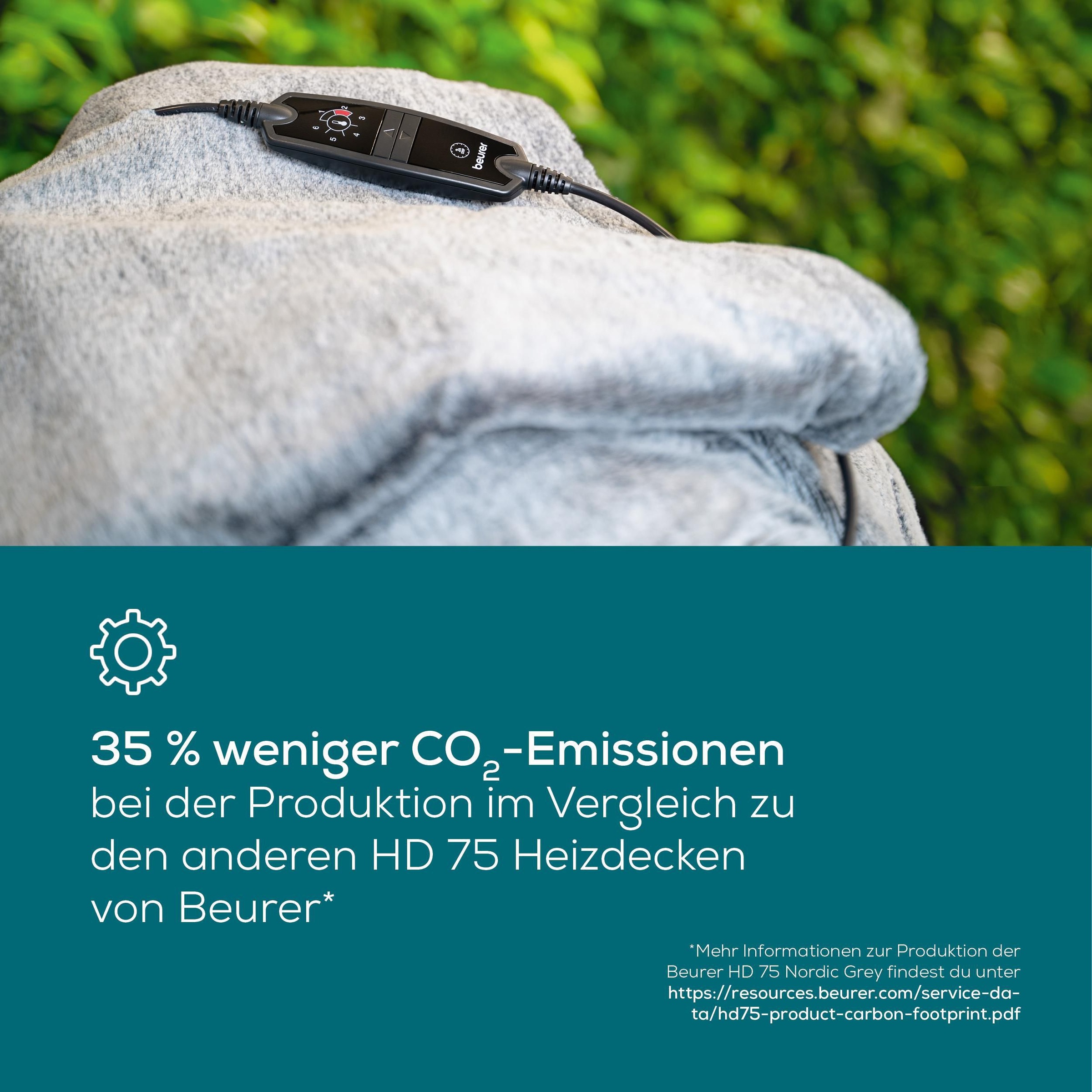 BEURER Heizdecke »HD 75 Nordic Grey Green Planet, aus recycelten Materialien« kuschelige Wärmedecke in Kunstfelloptik, mit 6 Temperaturstufen