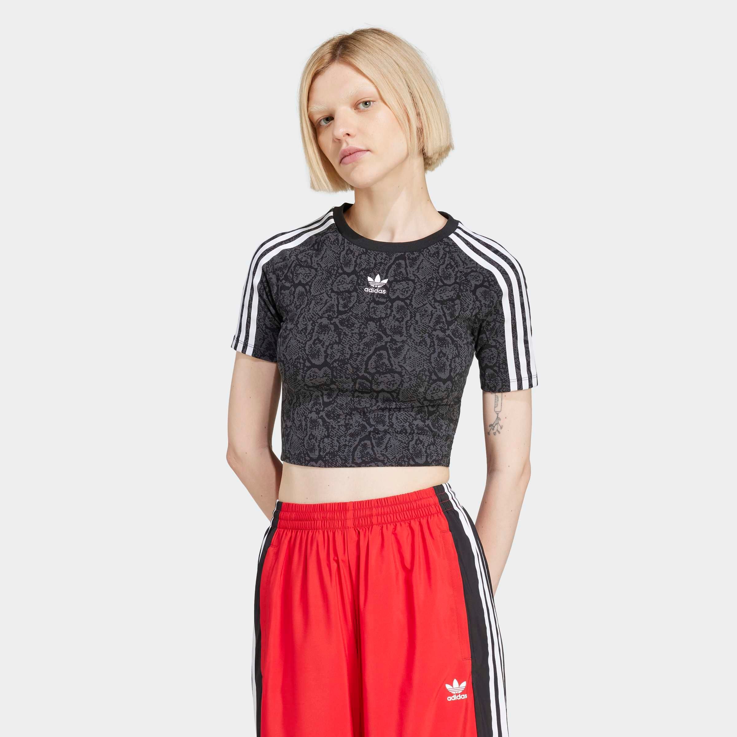 adidas Originals T-Shirt "SNAKESKIN 3-STREIFEN BABY" schmale Passform, kürz günstig online kaufen