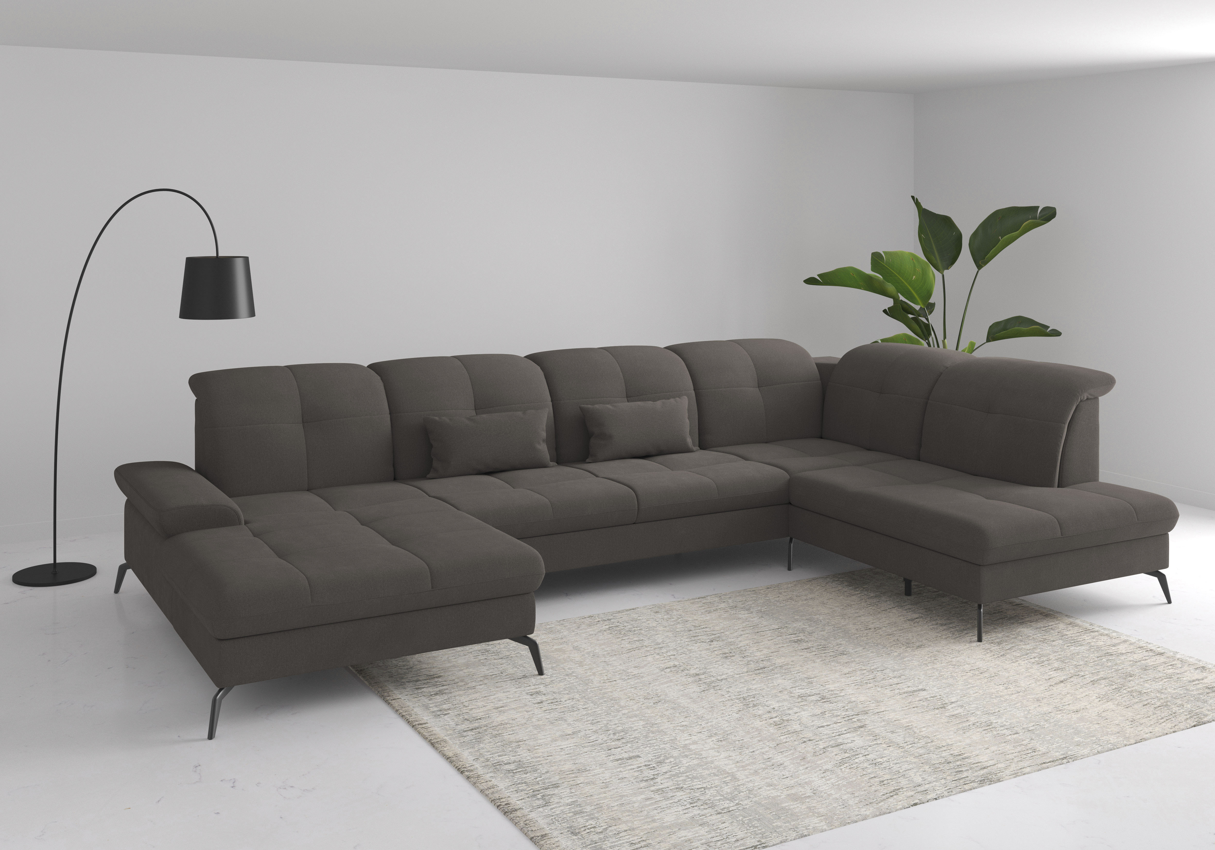 sit&more Wohnlandschaft "Amica, U-Form, inkl. Sitztiefenverstellung und Armteilverstellung" wahlweise mit Kopfteilverstellung, Schlaffunktion und Bettkasten