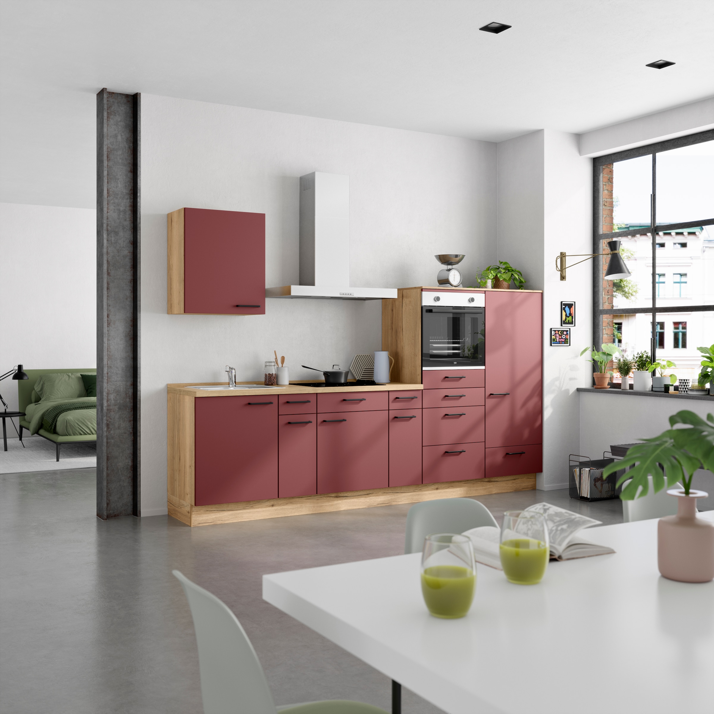 nobilia® Küchenzeile »"Easytouch I"«, vormontiert, Ausrichtung wählbar, Breite 300 cm, wahlw. mit E-Geräten
