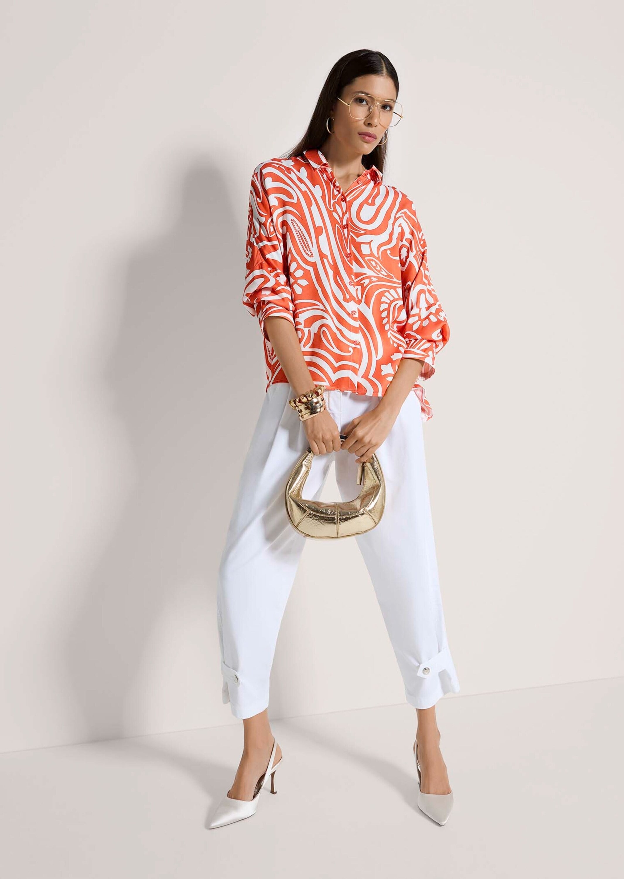 MADELEINE Langarmbluse »Hemdbluse Blusenshirt mit organischem Muster« Kimonoform