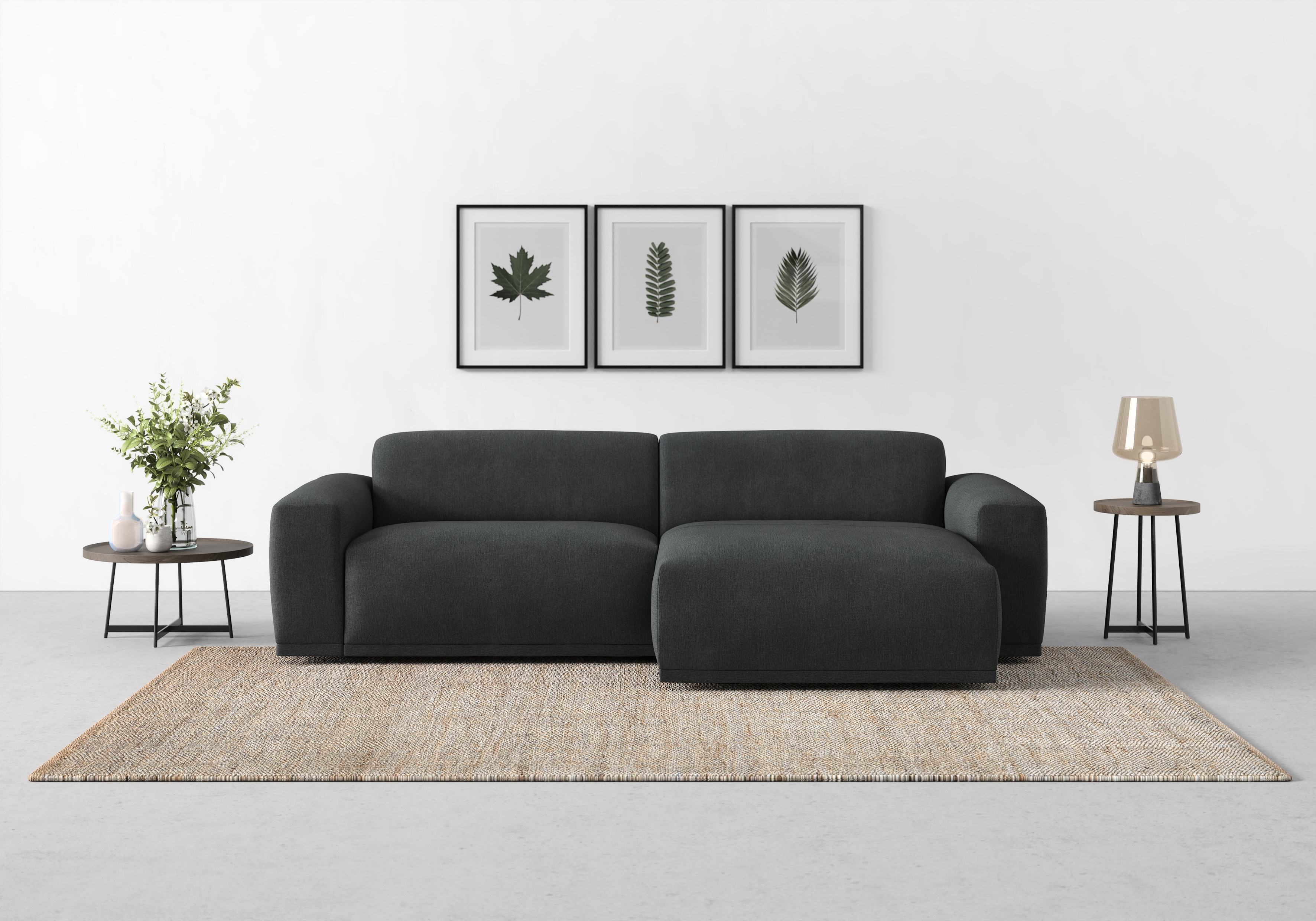 TRENDMANUFAKTUR Ecksofa "Braga, mit hochwertigem Kaltschaum, L-Form, Japandi-Design" modernes Sofa, Couch mit hohem Sitzkomfort, 255/72/160 cm (B/H/T)