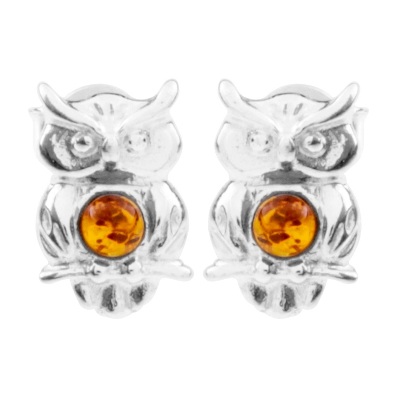 Paar Ohrstecker OSTSEE-SCHMUCK "- Uhu - Silber 925/000 - Bernstein" Gr. 12, silber (silber 925, silberfarben, weiß), Ohrringe, Damen, Silber 925 (Sterlingsilber) 5