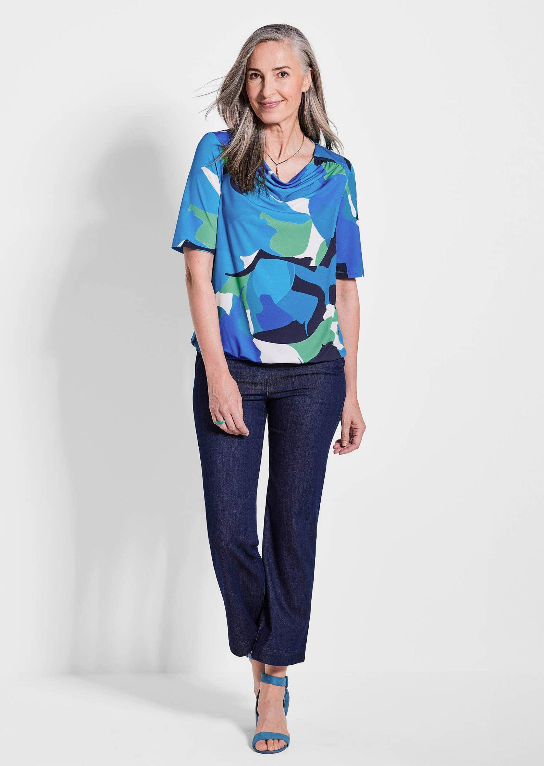 GOLDNER Kurzarmshirt »Kurzgröße Halbarmshirt mit Print«