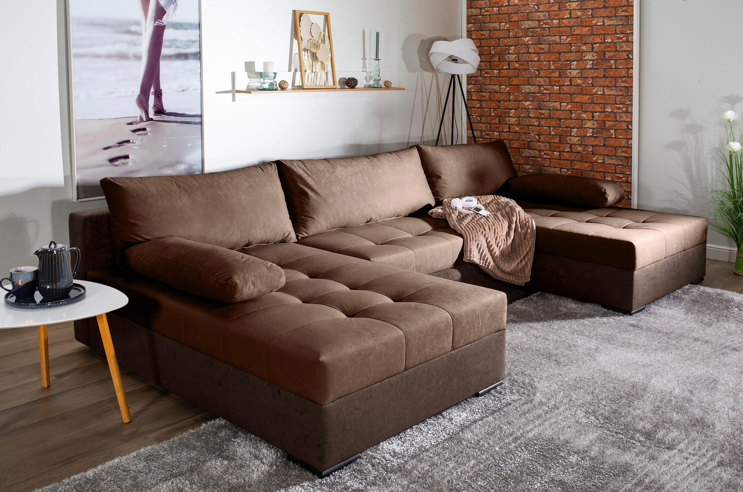 COLLECTION AB Wohnlandschaft "Josy U-Form, B: 307 cm" mit Bettfunktion & Be günstig online kaufen