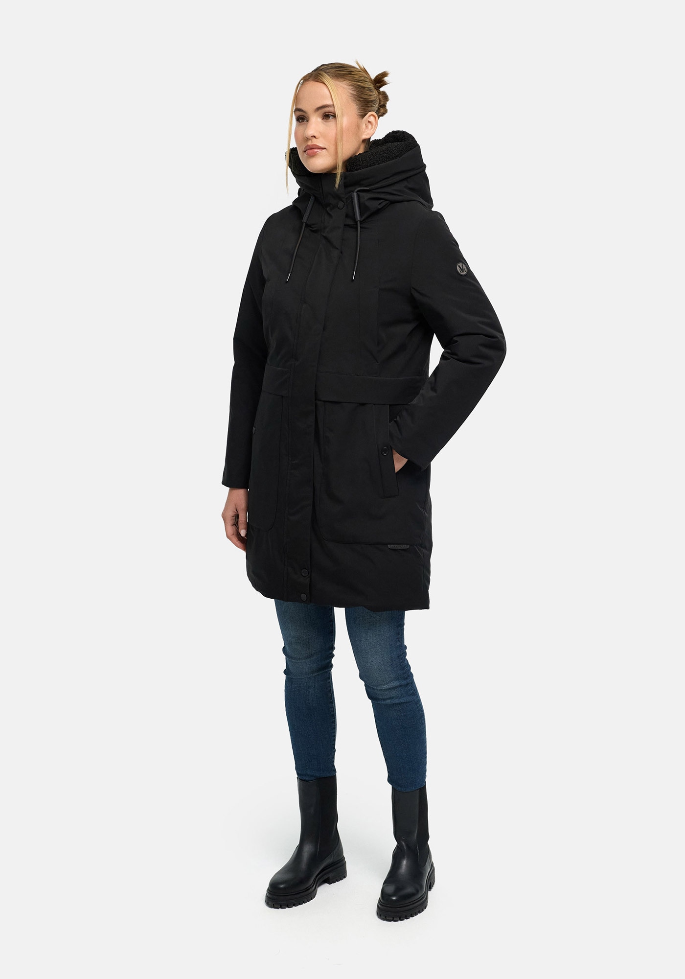 Marikoo Parka »Pakaami« mit Kapuze Winterparka mit Kapuze, Teddyfutter, aufgesetzten Taschen