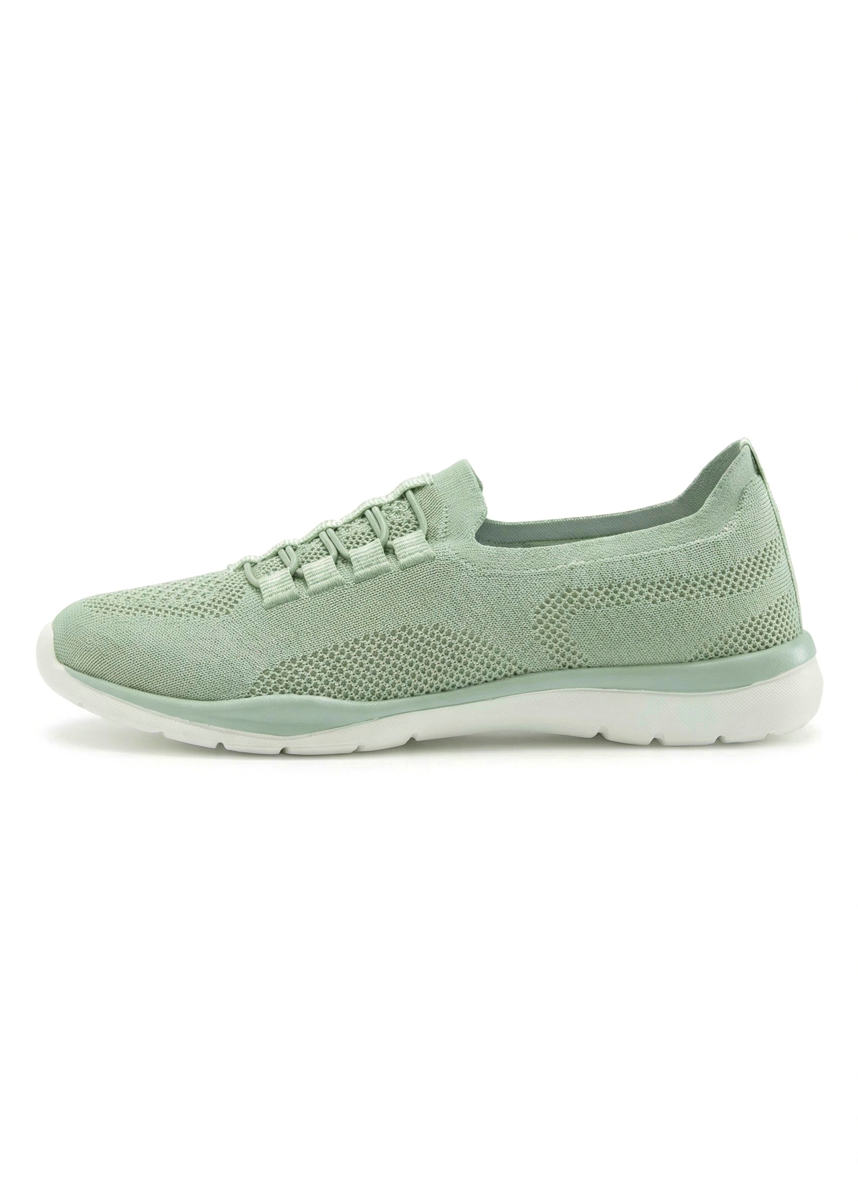 Sneaker LASCANA "Slipper, Halbschuh, Slip-On-Sneaker", Damen, Gr. 43, salbeigrün, Obermaterial: 100% Textilmaterial. Decksohle: 100% Textilmaterial. Futter: 100% Textilmaterial. Laufsohle: 100% Synthetik, unifarben, Basic, Schuhe Sneaker, aus leichtem Tex 2