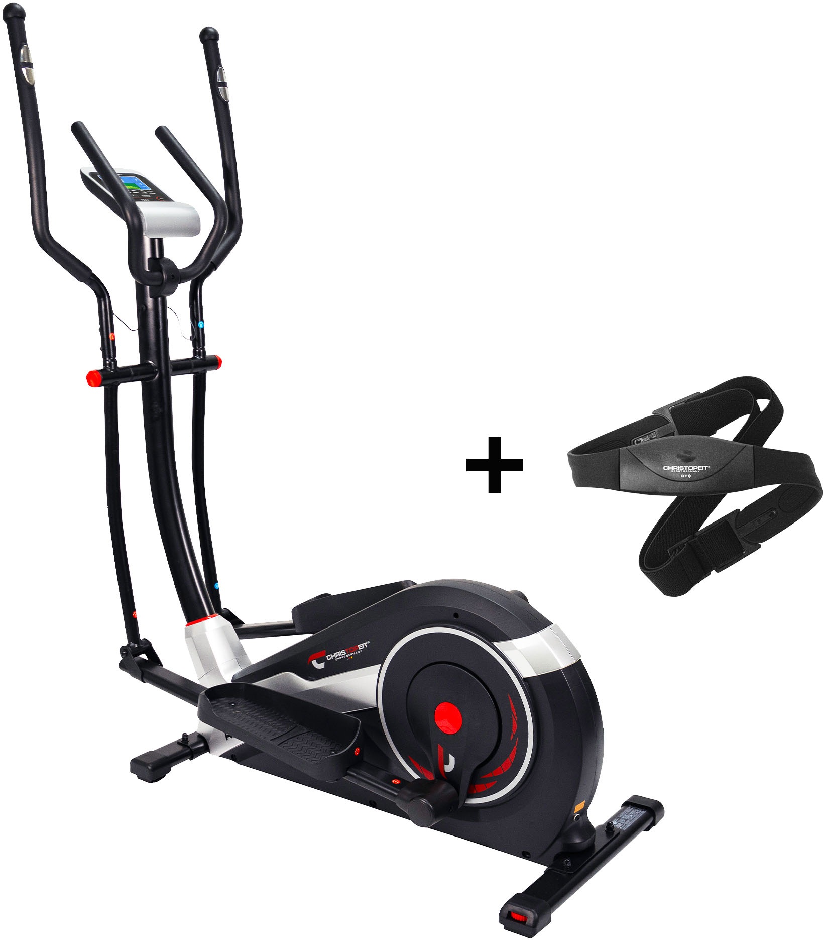 Crosstrainer-Ergometer "AX 8000 inkl. Pulsgurt", B:60cm H:163cm L:120cm, rot, CHRISTOPEIT SPORT, Crosstrainer, 150 kg max. Benutzergewicht, 24