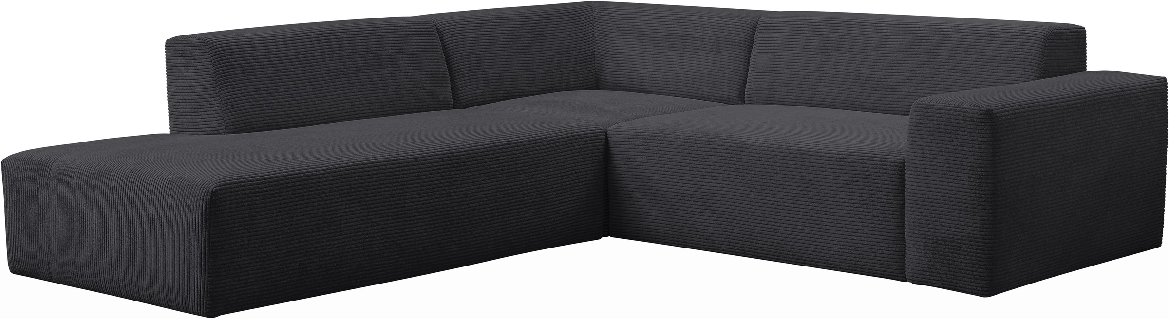 WERK2 Ecksofa »Zeus-M, tolles Sofa mit schönen Details, L-Form«, Curvy Trend Garnitur, urbane Optik, komfortable Wellenunterfederung