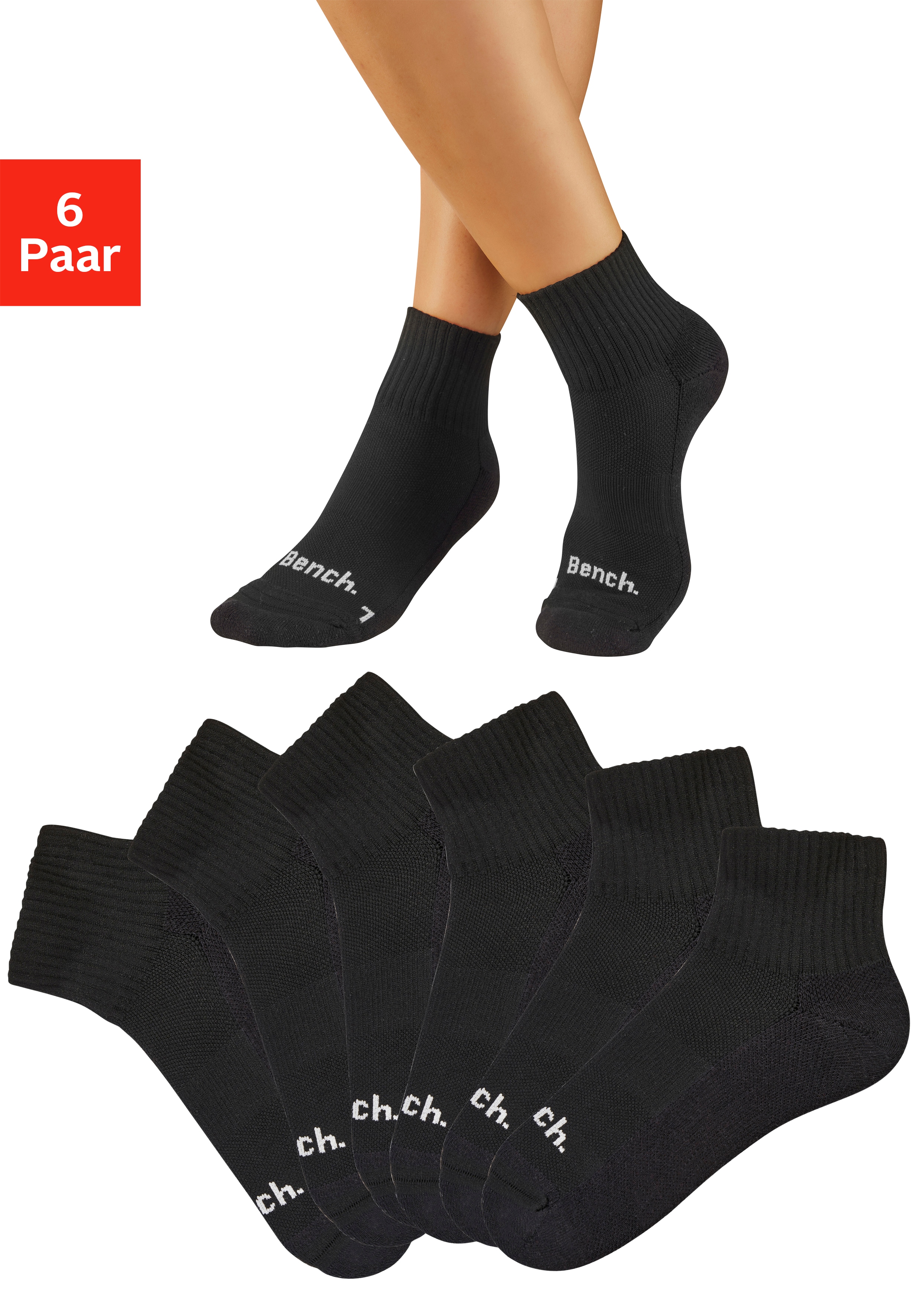 Bench. Kurzsocken "Sportsocken Antiblasensocken für Damen Herren" Packung, 6 Paar tlg. doppellagig, beugt Blasen vor