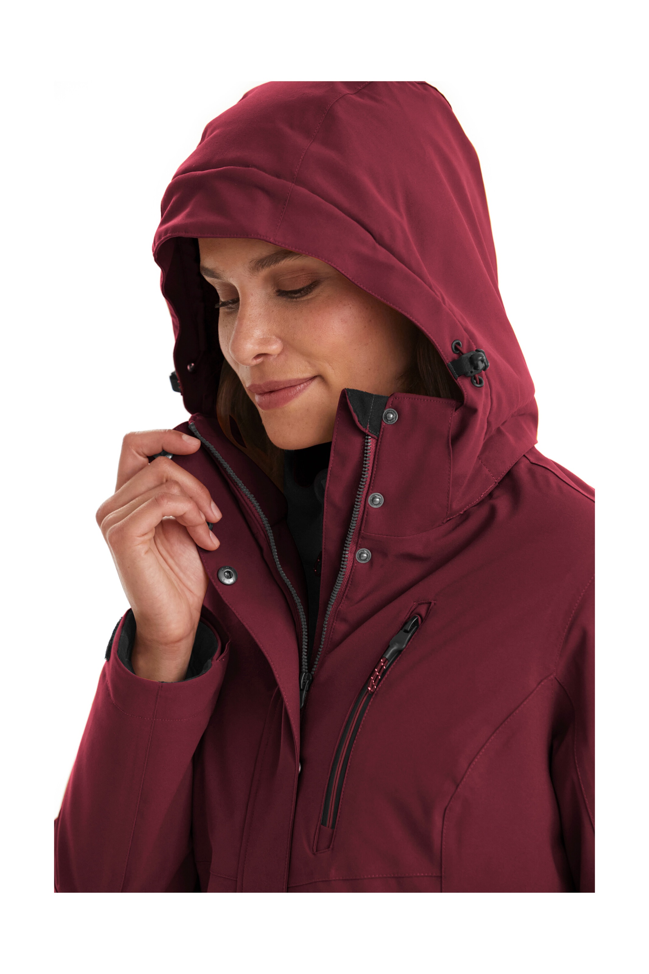 Parka KILLTEC "KOW 165 WMN PRK", Damen, Gr. 48, rot (weinrot), Obermaterial: 100% Polyester;Futter: 100% Polyester;Füllung: 100% Polyester, Jacken Parka, Wasser- und winddichter Parka mit Teddyfleece und abnehmbarer Kapuze 3