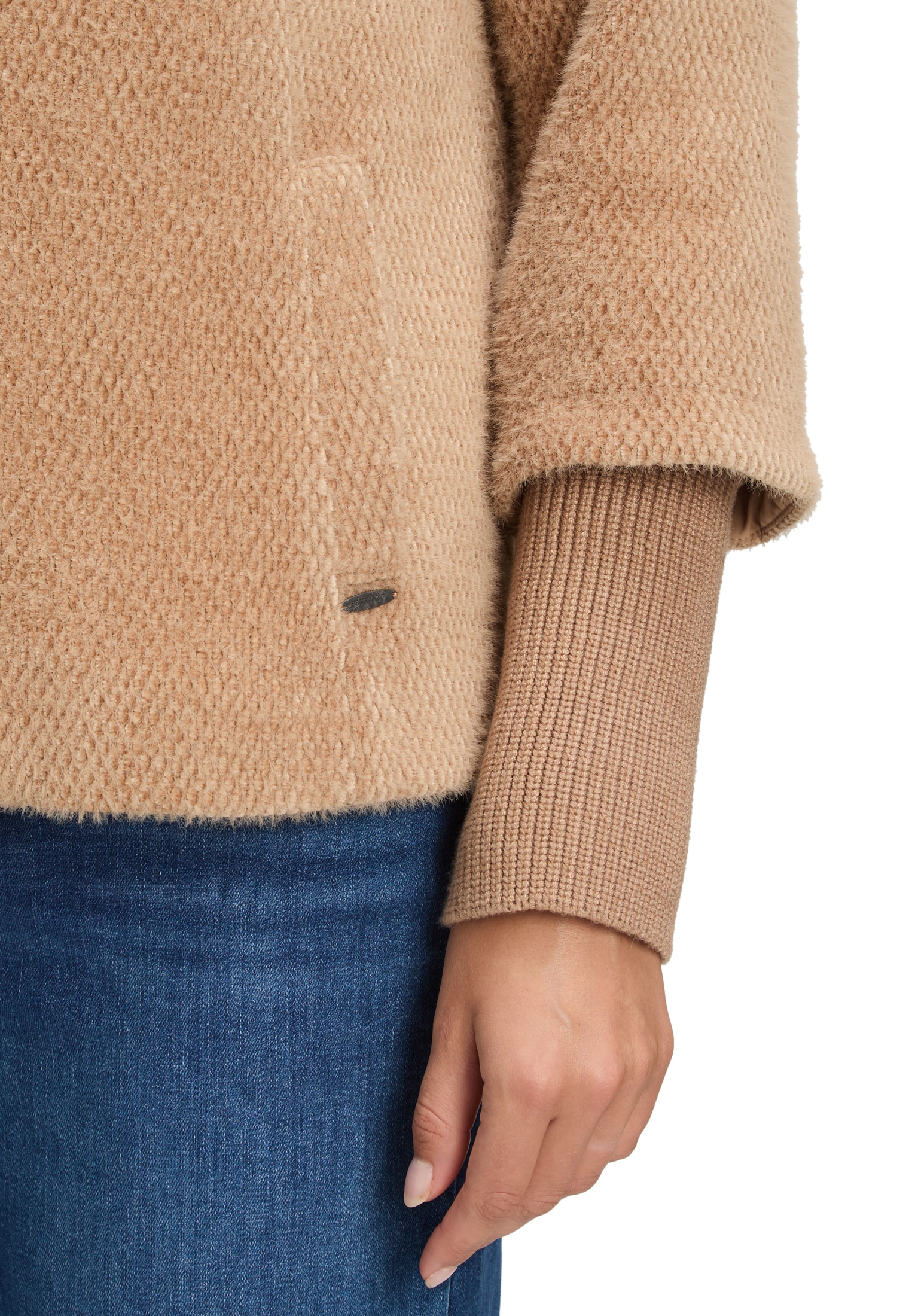 Betty&Co Fellimitatjacke »Betty & Co Damen Kuscheljacke mit Rippbündchen«