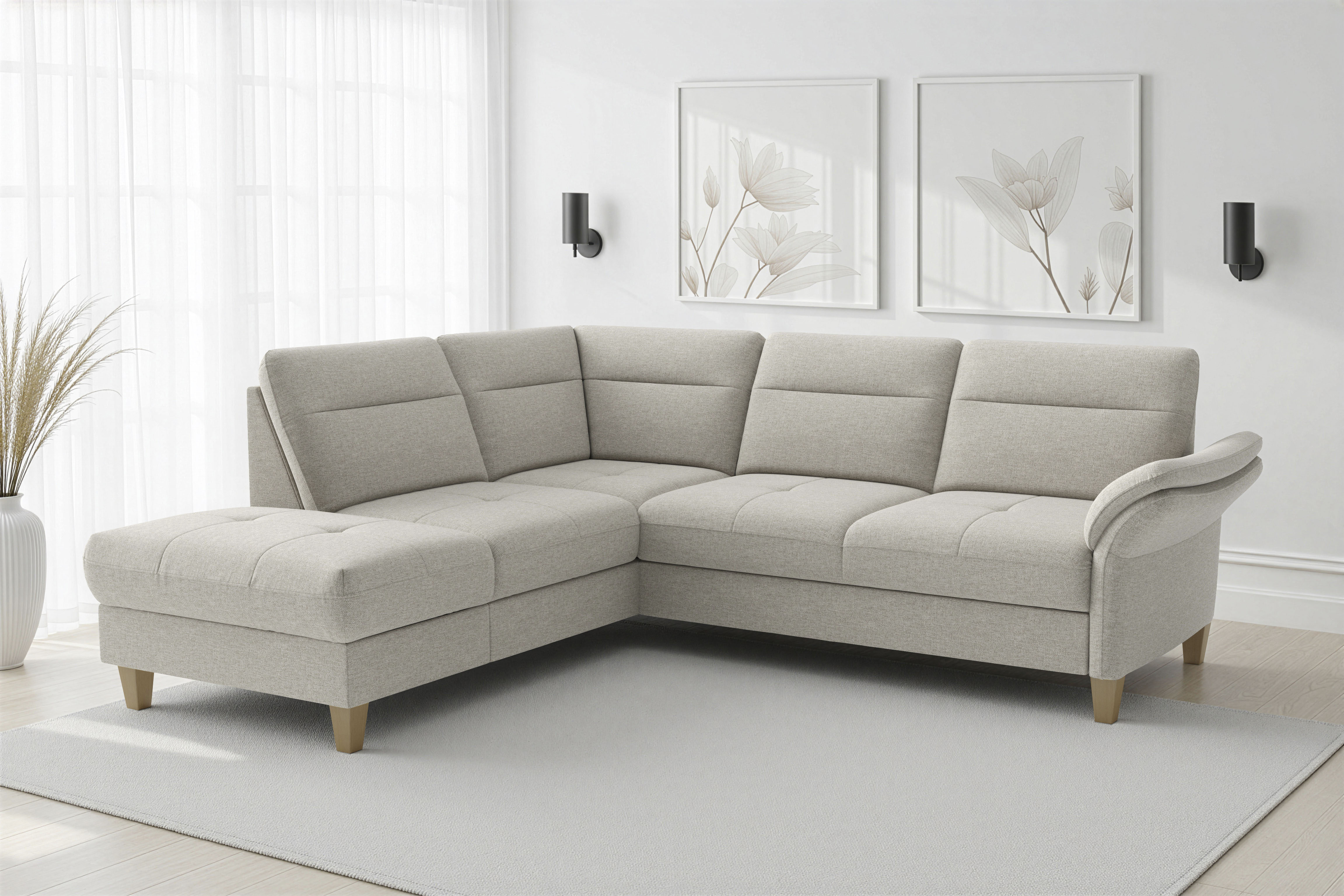 sit&more "Pamela L-Form, B: 218 cm, optional Schlaffunktion & Bettkasten" mit Federkern