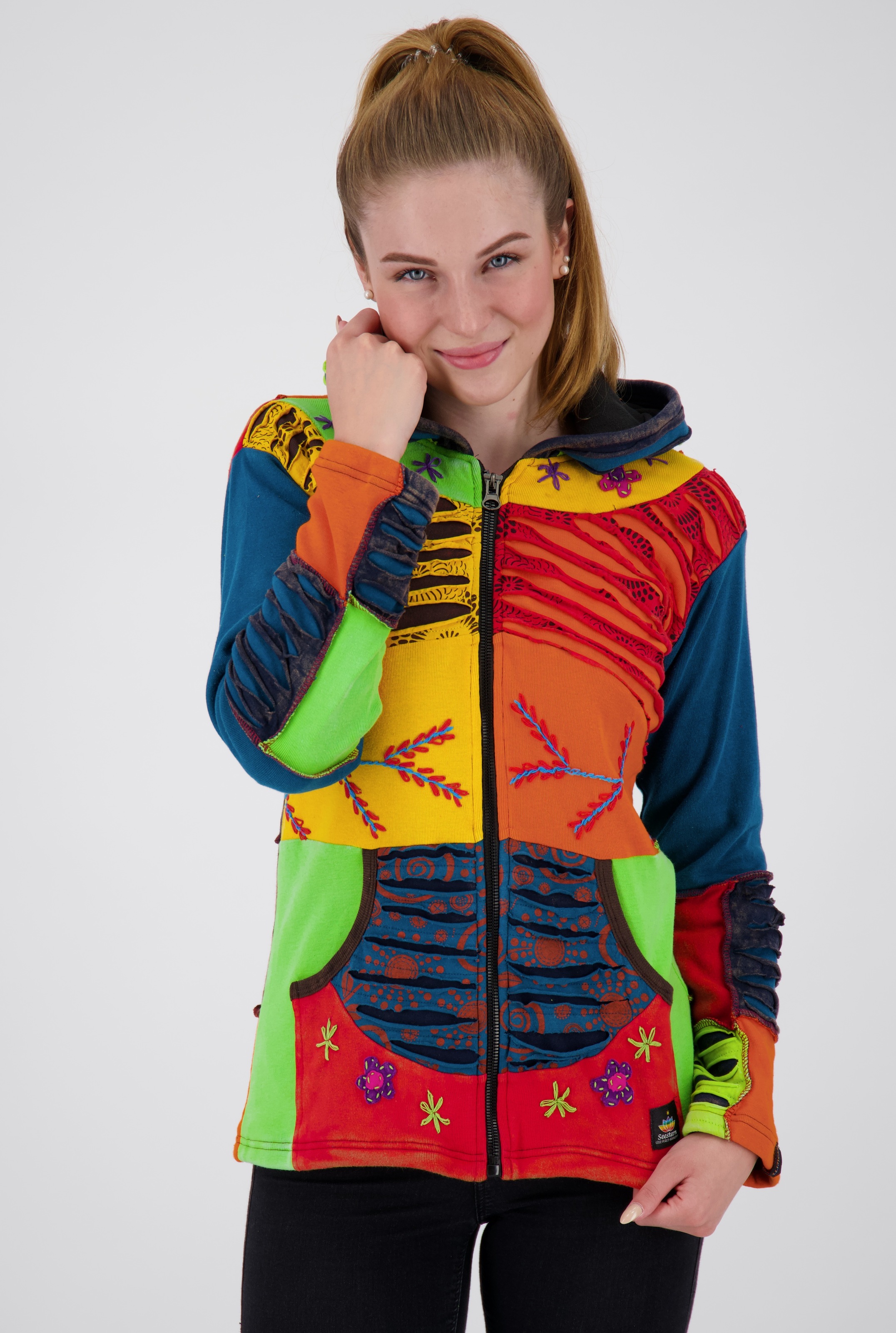 ankerglut Fleecejacke "Patchwork Multicolor NUNAVUT II NEW FLOWER POWER" günstig online kaufen