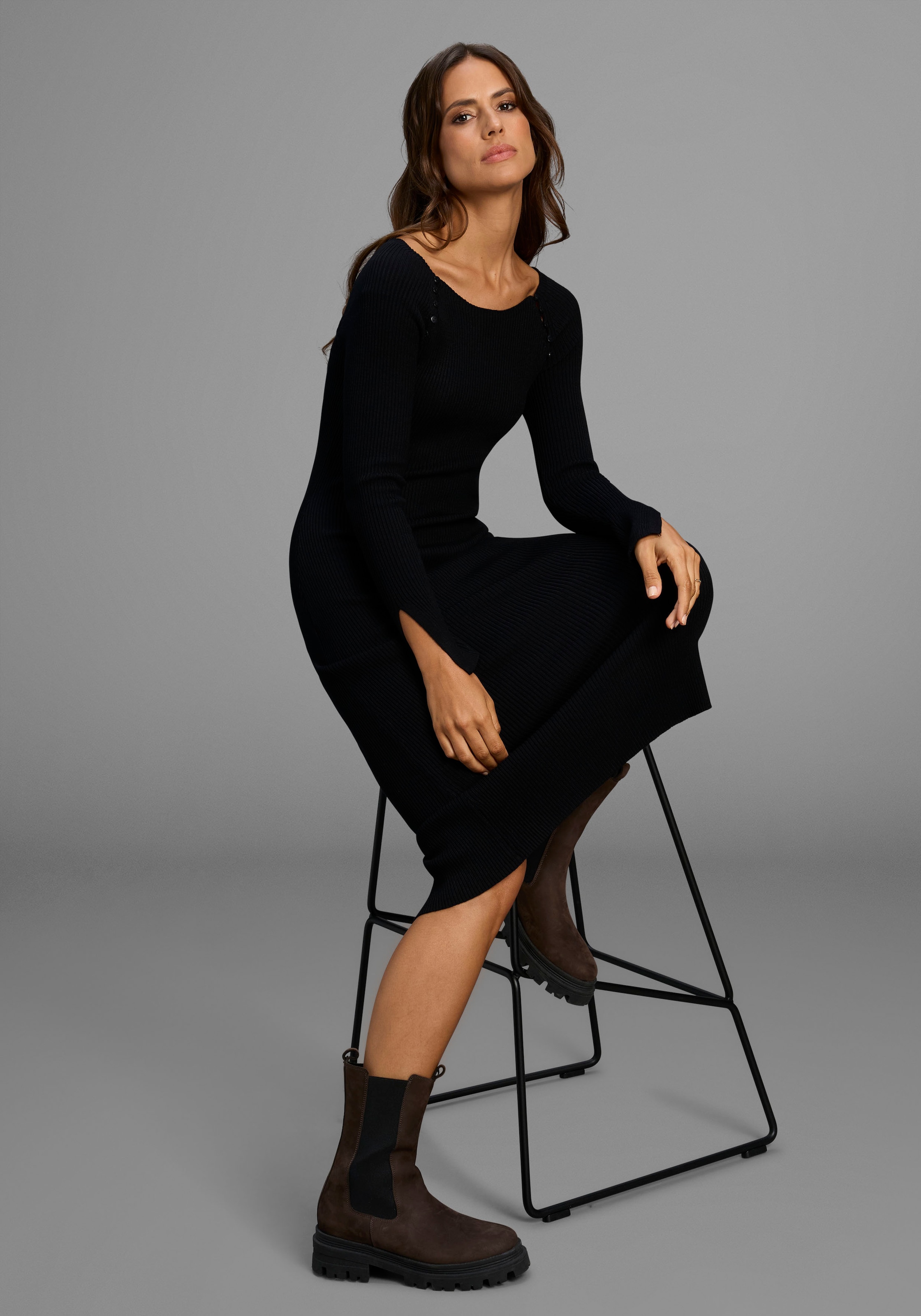 HECHTER PARIS Strickkleid, mit Cutouts und Knöpfen - NEUE KOLLEKTION
