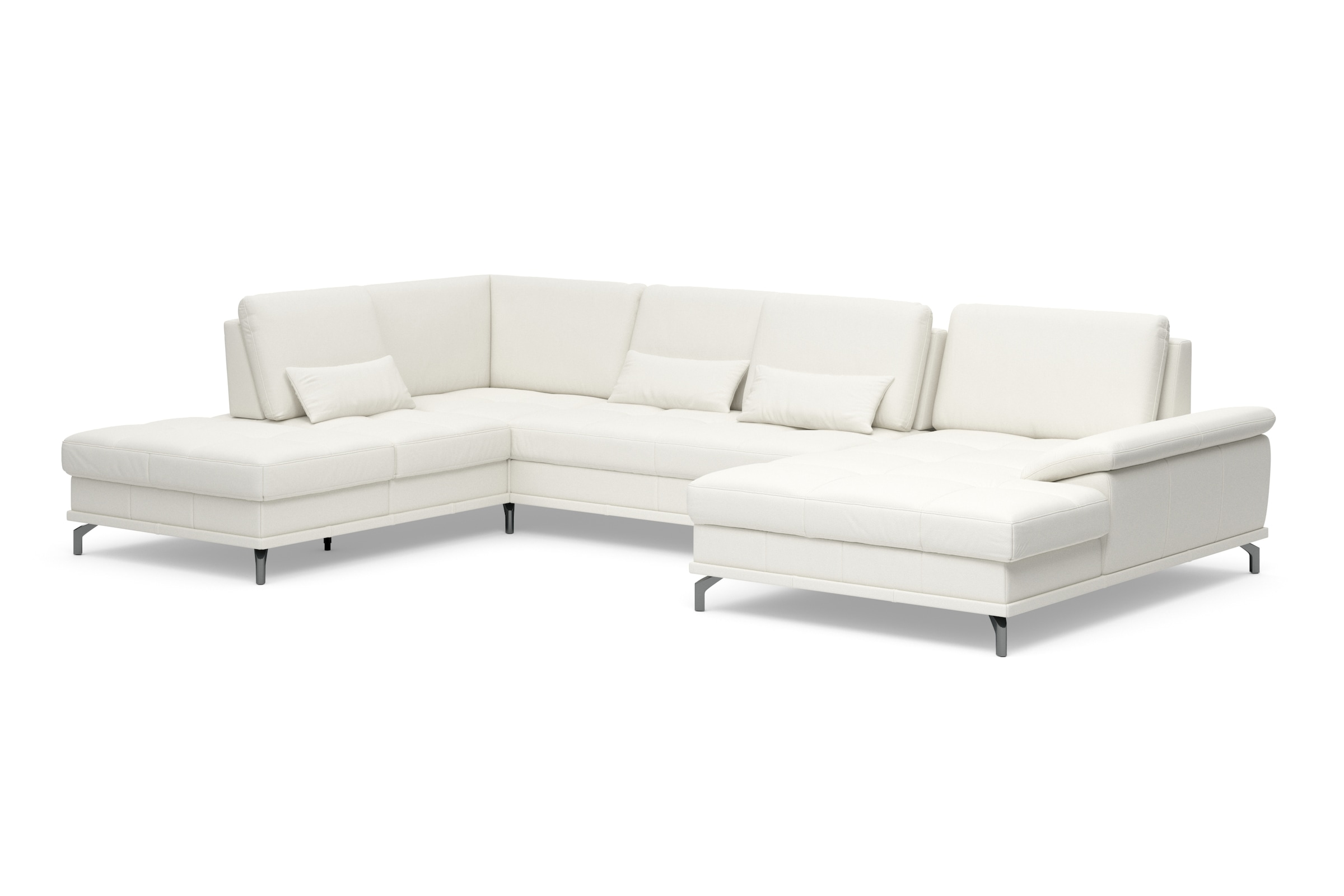 Places of Style Wohnlandschaft »Costello U-Form, mit Sitztiefenverstellung, Armteilverstellung und«, 3 Nierenkissen, optional Bettfunktion und Bettkasten