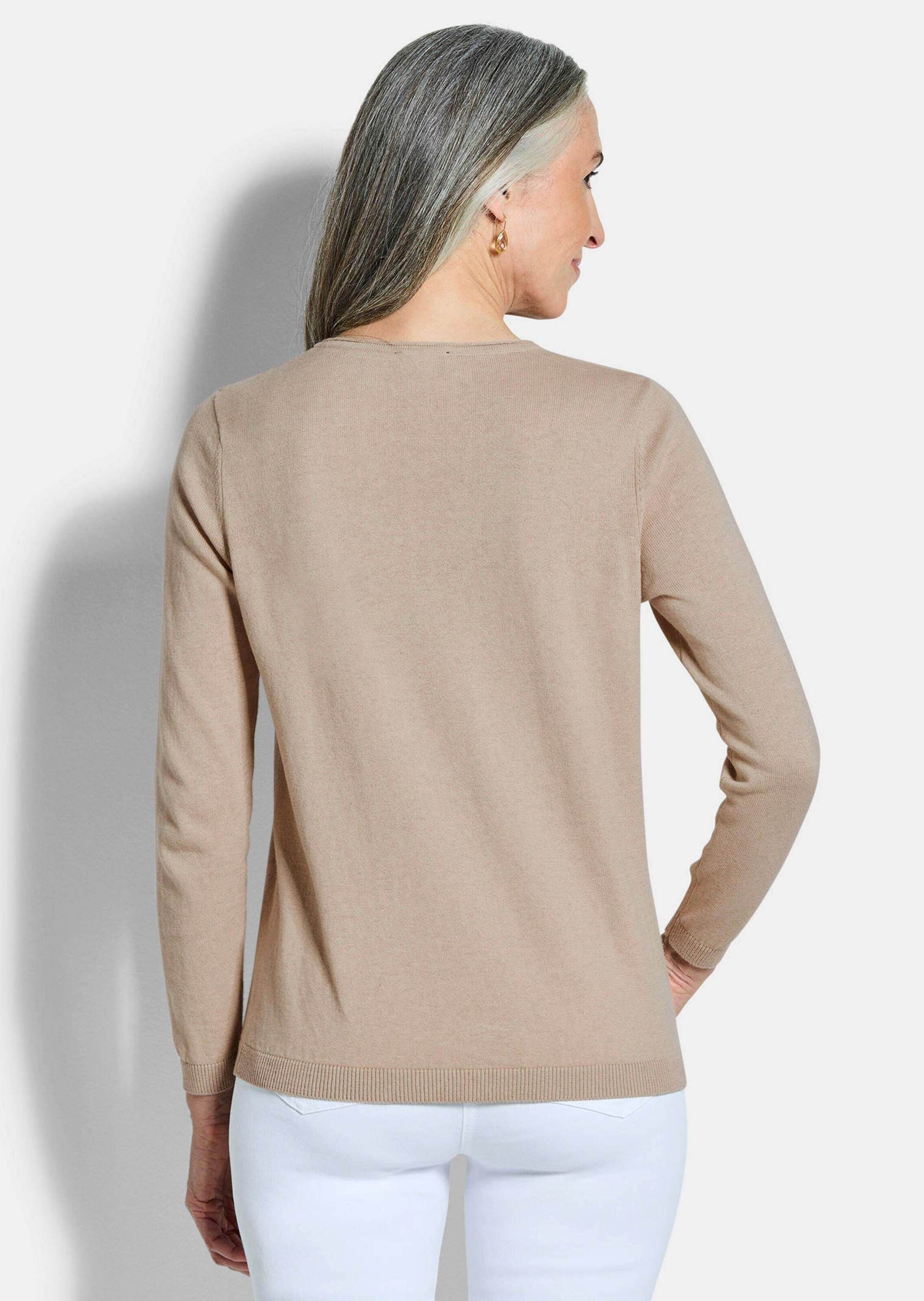 GOLDNER Rundhalspullover »Baumwollpullover mit V-Ausschnitt« mit Kaschmieranteil