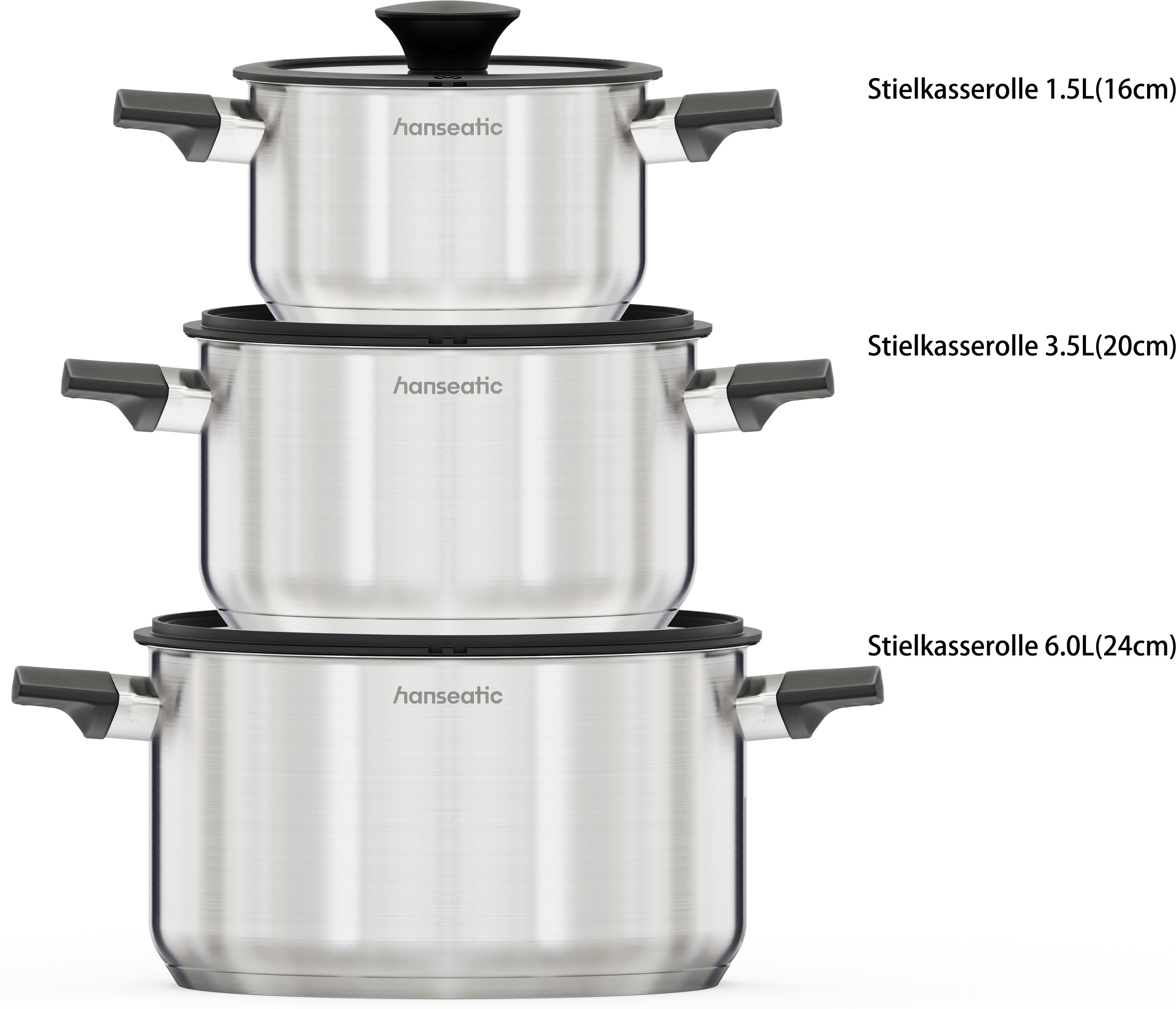Hanseatic Topf-Set »SMART« Set, 6 tlg. Edelstahl 18/10