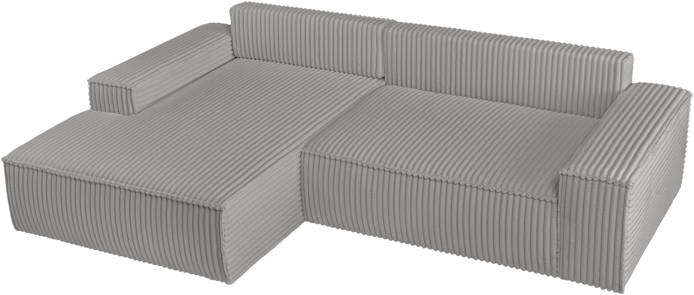 andas Ecksofa »Finnley Schlafsofa 267 cm in Bouclé, Struktur fein u. Cord, L-Form,«, Schlaffunktion m. Bettkasten (136/210 cm), Bouclé, Struktur und Cord