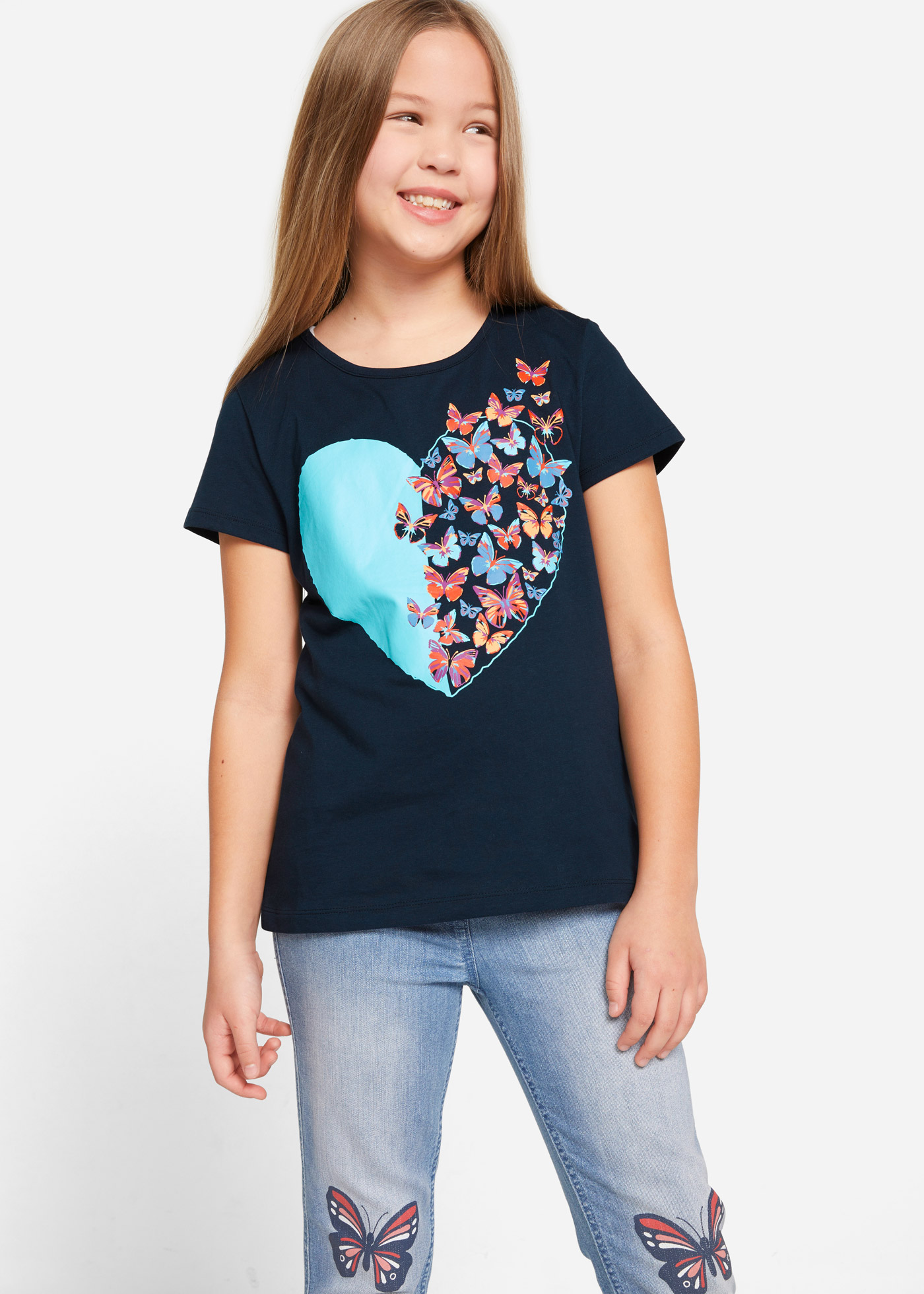 bonprix Regular Fit, Kurzarm, aus Baumwolle, mit Schmetterlings-Print
