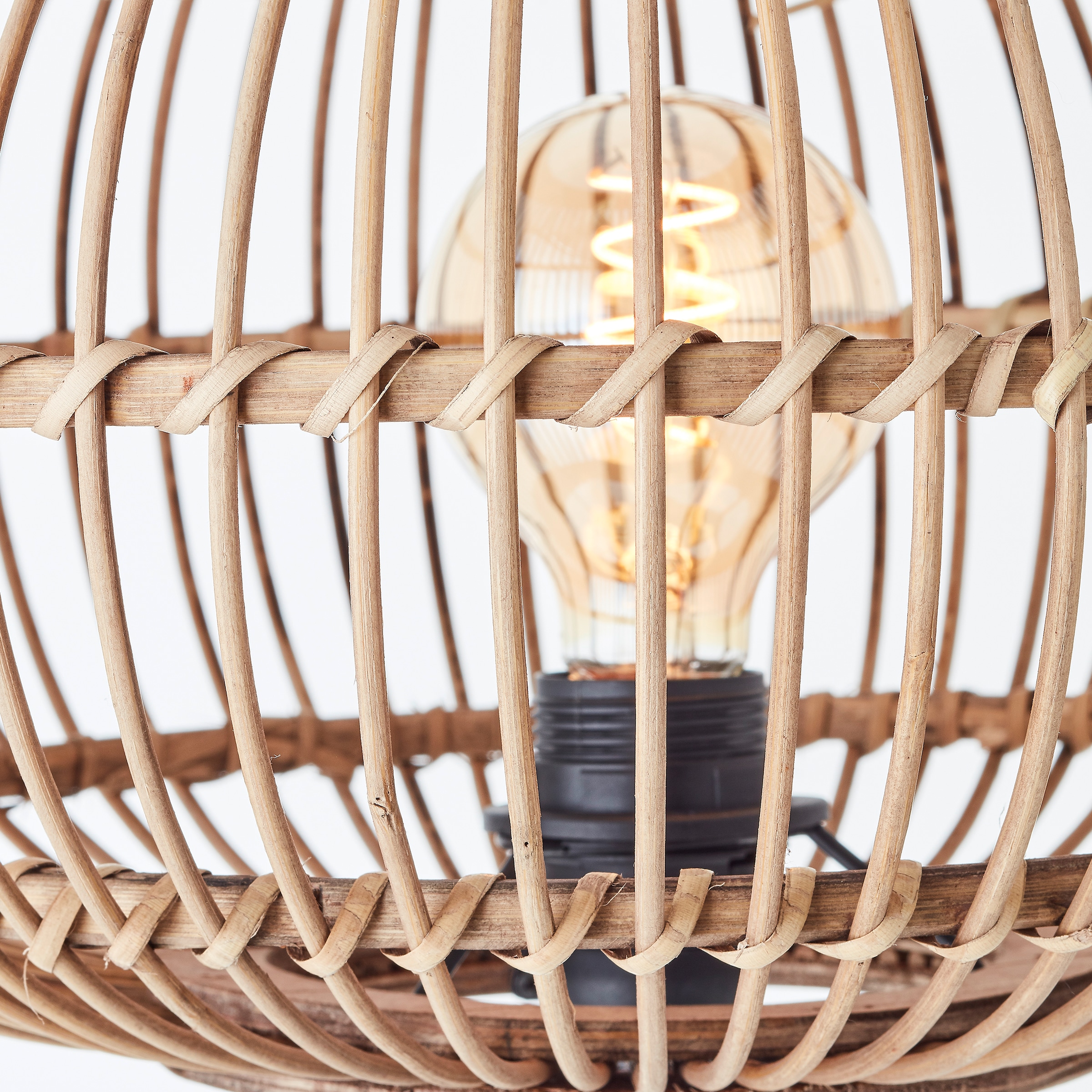 Brilliant Stehlampe »Woodball«, 1 flammig-flammig, mit Bambus Schirm, 153 x  38 cm, E27, matt schwarz/natur | BAUR