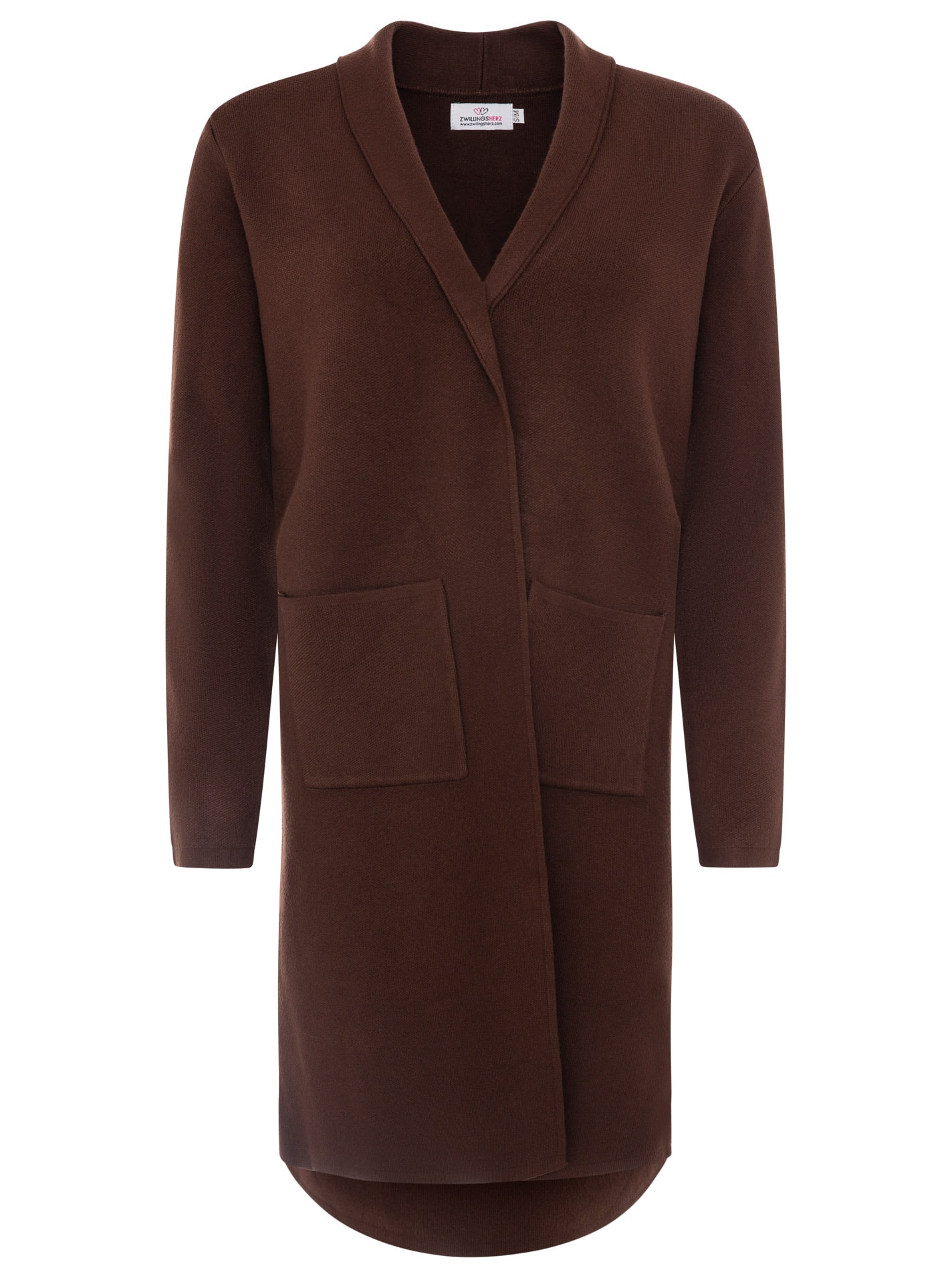Zwillingsherz Cardigan ""Jessi"" mit Kragen, Langarm, aufgesetzte Taschen, ohne Verschluss, knielang