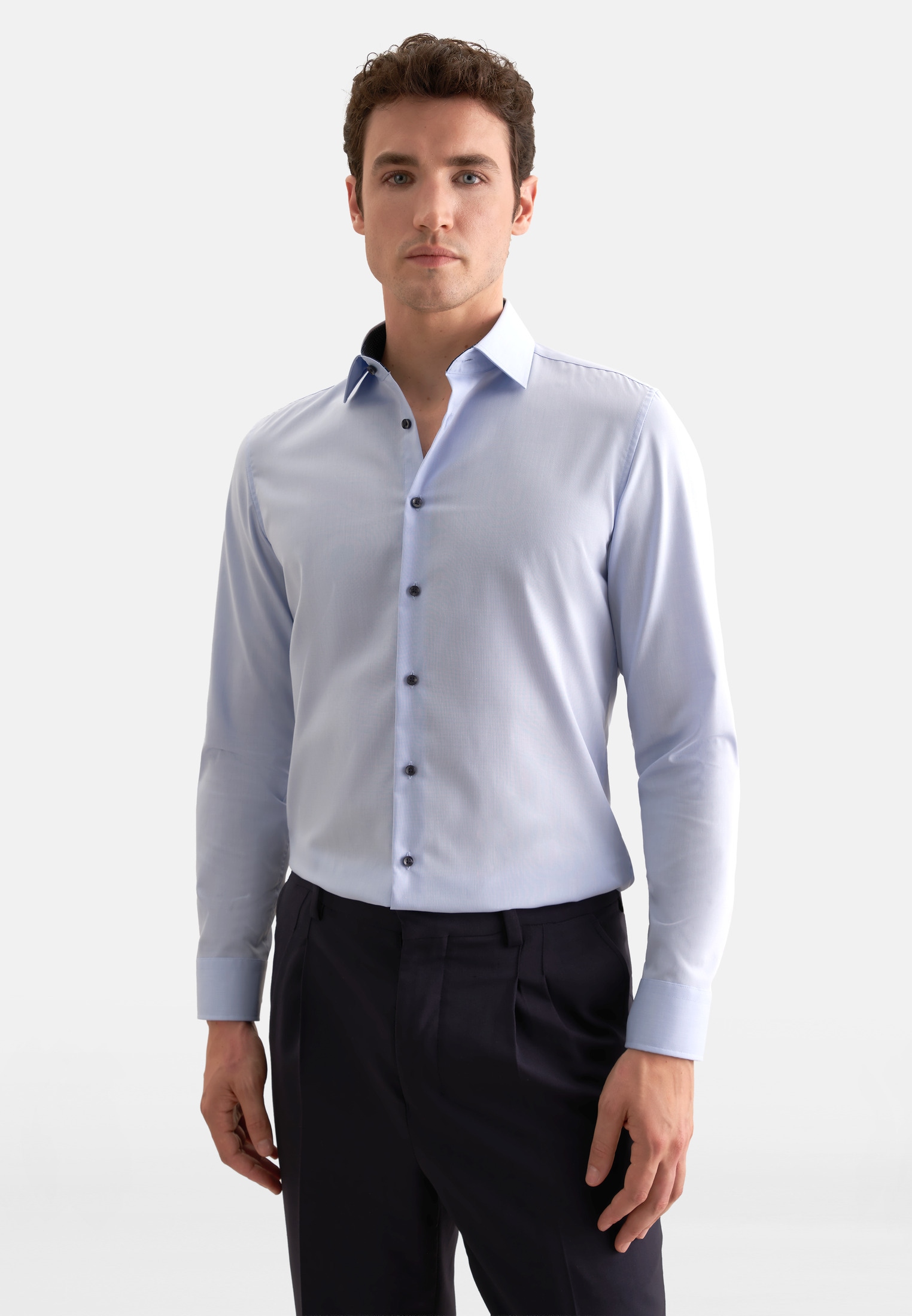 Seidensticker Schwarze Rose Men's Shirt Blue Size L 10