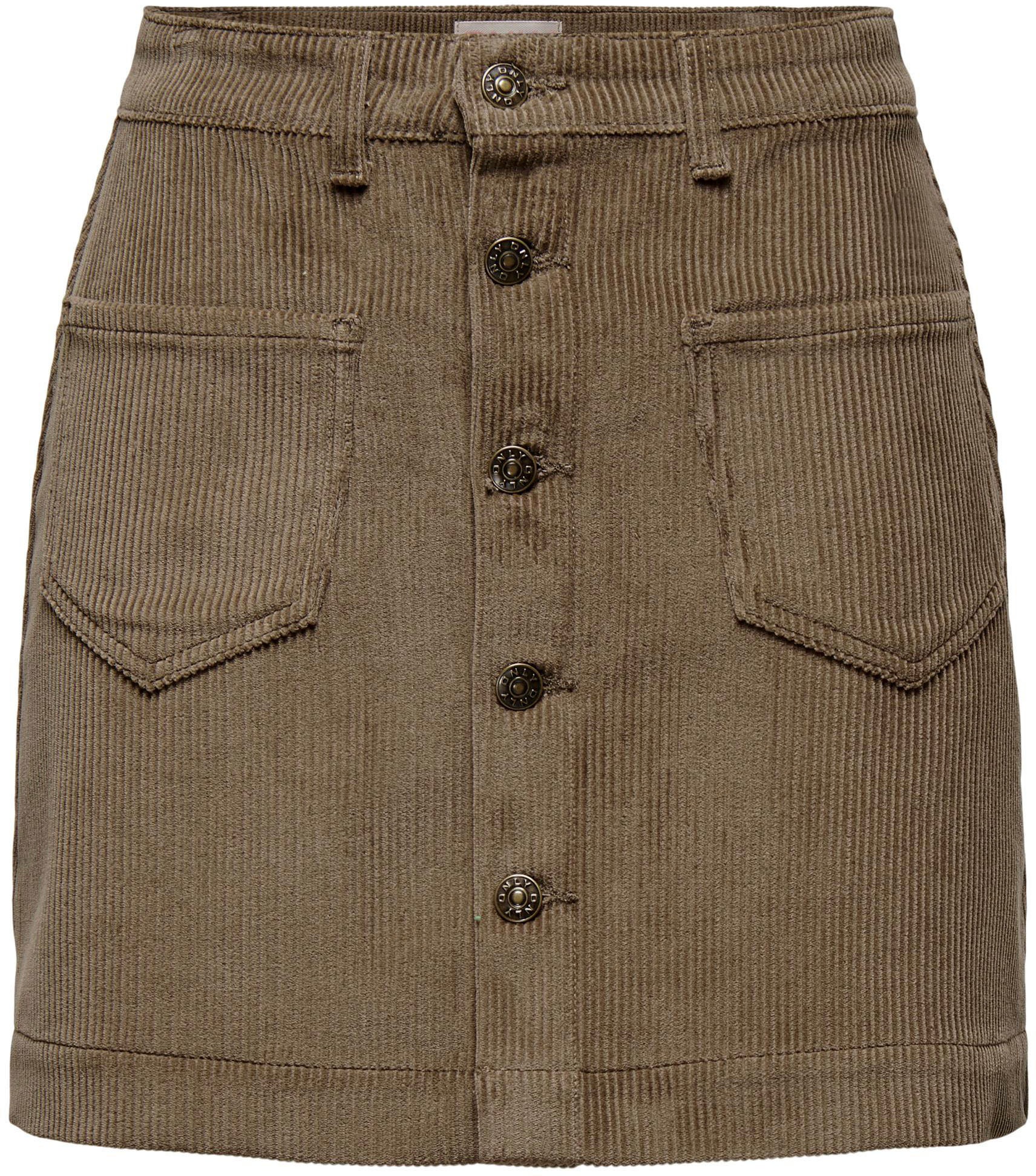Cordrock ONLY "ONLAMAZING HW CORD SKIRT", Damen, Gr. M (38), braun (cub), Cord, Obermaterial: 100% Baumwolle, unifarben, mini, Röcke, Baumwollmischung 3