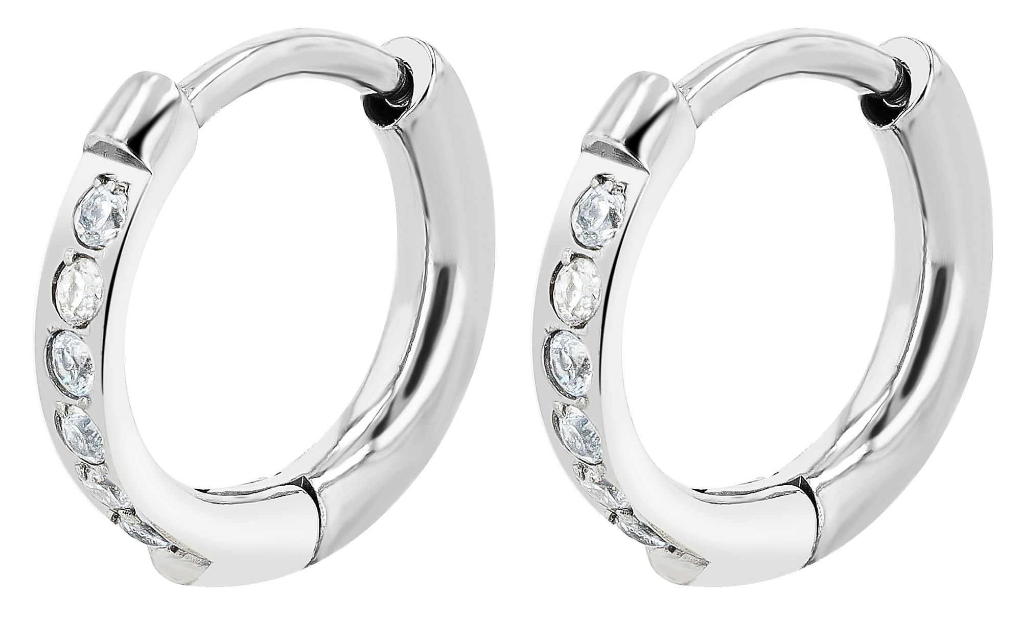 Adelia´s Klappcreolen »Damen Ohrringe – Klappcreole aus Titan mit Strass Steinchen« Perfekt zum Verschenken an besondere Menschen