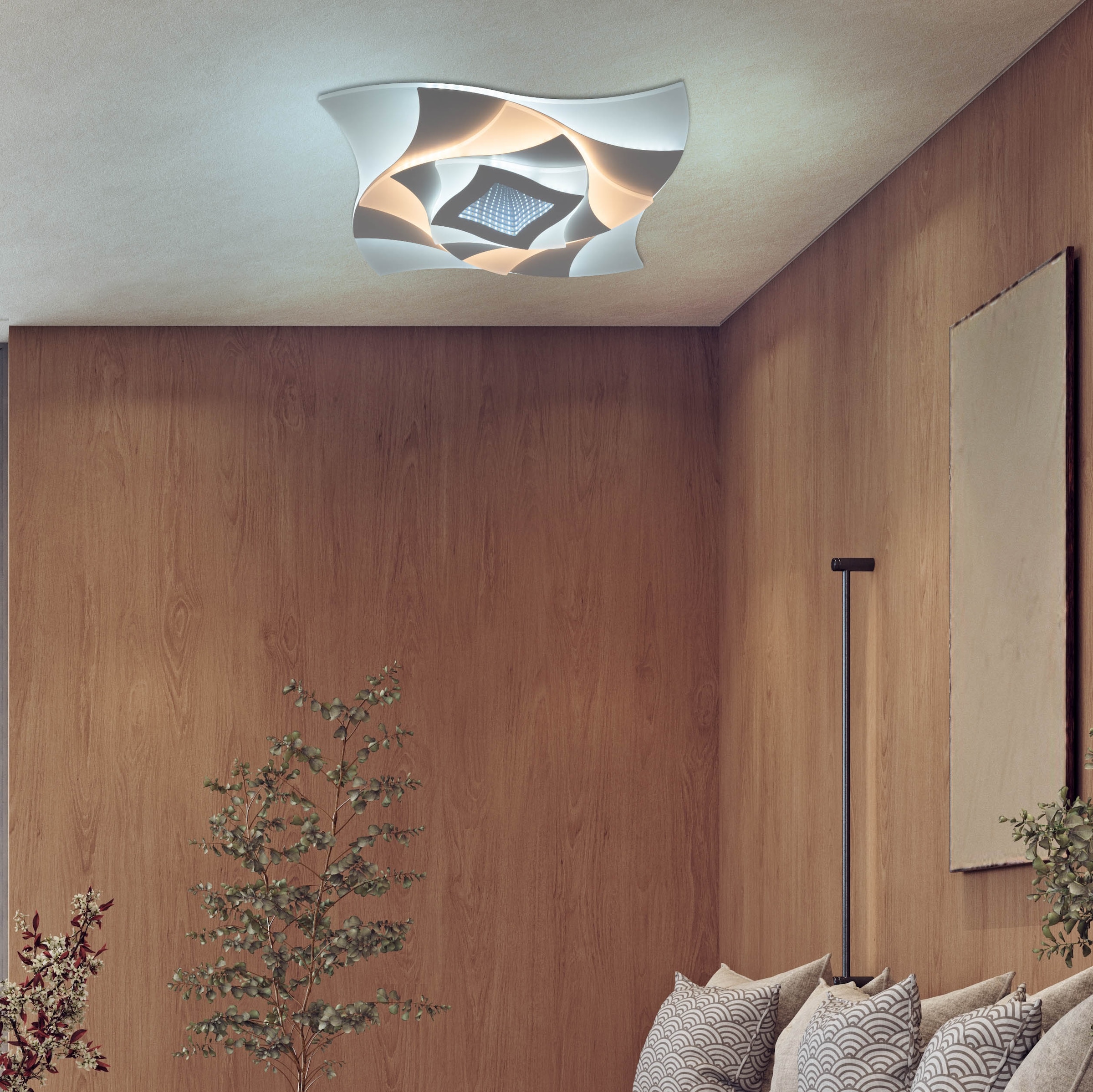 näve LED Deckenleuchte »Liora« LED-Modul 1 Stk. warmweiß - kaltweiß 3D-Effekt, CCT, Memory, Nachtlicht, dimmbar per Fernbedienung, weiß