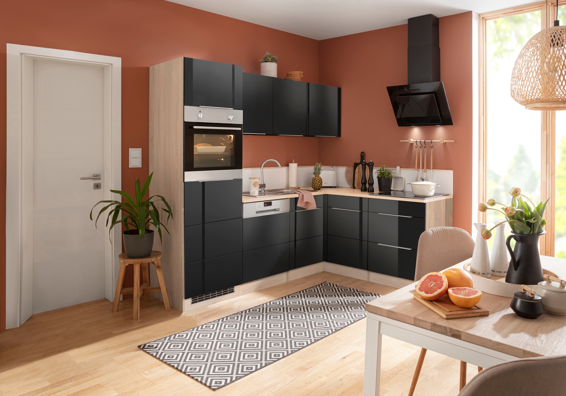 KOCHSTATION Winkelküche »KS-Brindisi«, Stellbreite 230/170 cm, wahlweise mit E-Geräten, mit MDF-Fronten