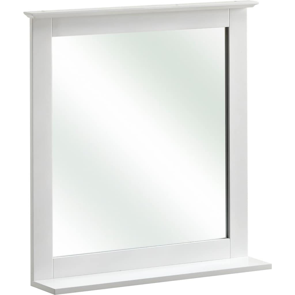 Saphir Badspiegel »Quickset 928 Spiegel mit Ablage, 60 cm breit, Landhaus-Stil«, Flächenspiegel Weiß Glanz, ohne Beleuchtung, rechteckig