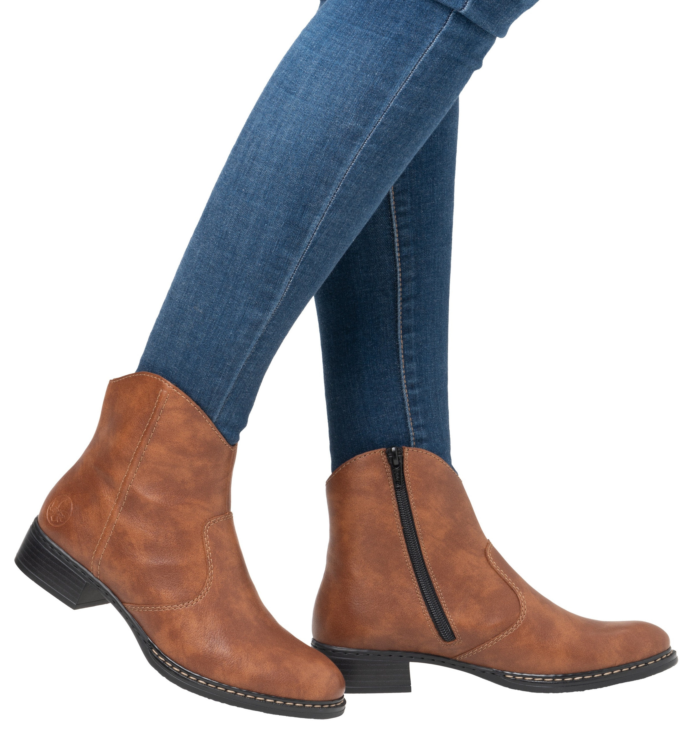 Rieker Cowboy Stiefelette, Westernstiefelette, Stiefelette, Blockabsatz mit Reißverschluss