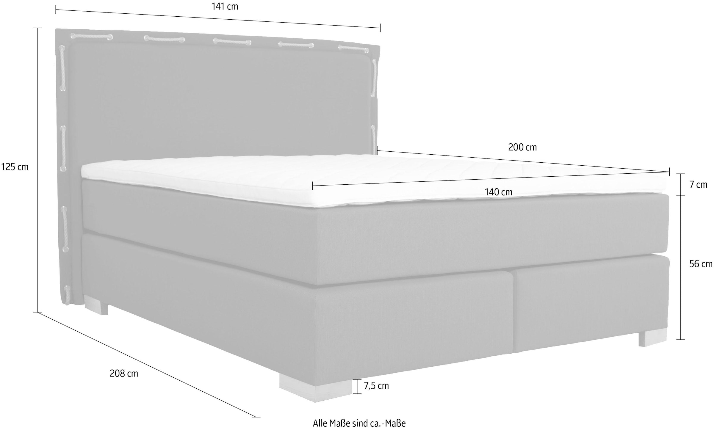 INOSIGN Boxspringbett »Strada«, incl. Topper, 3 Breiten, 3 Härtegrad-Ausführungen