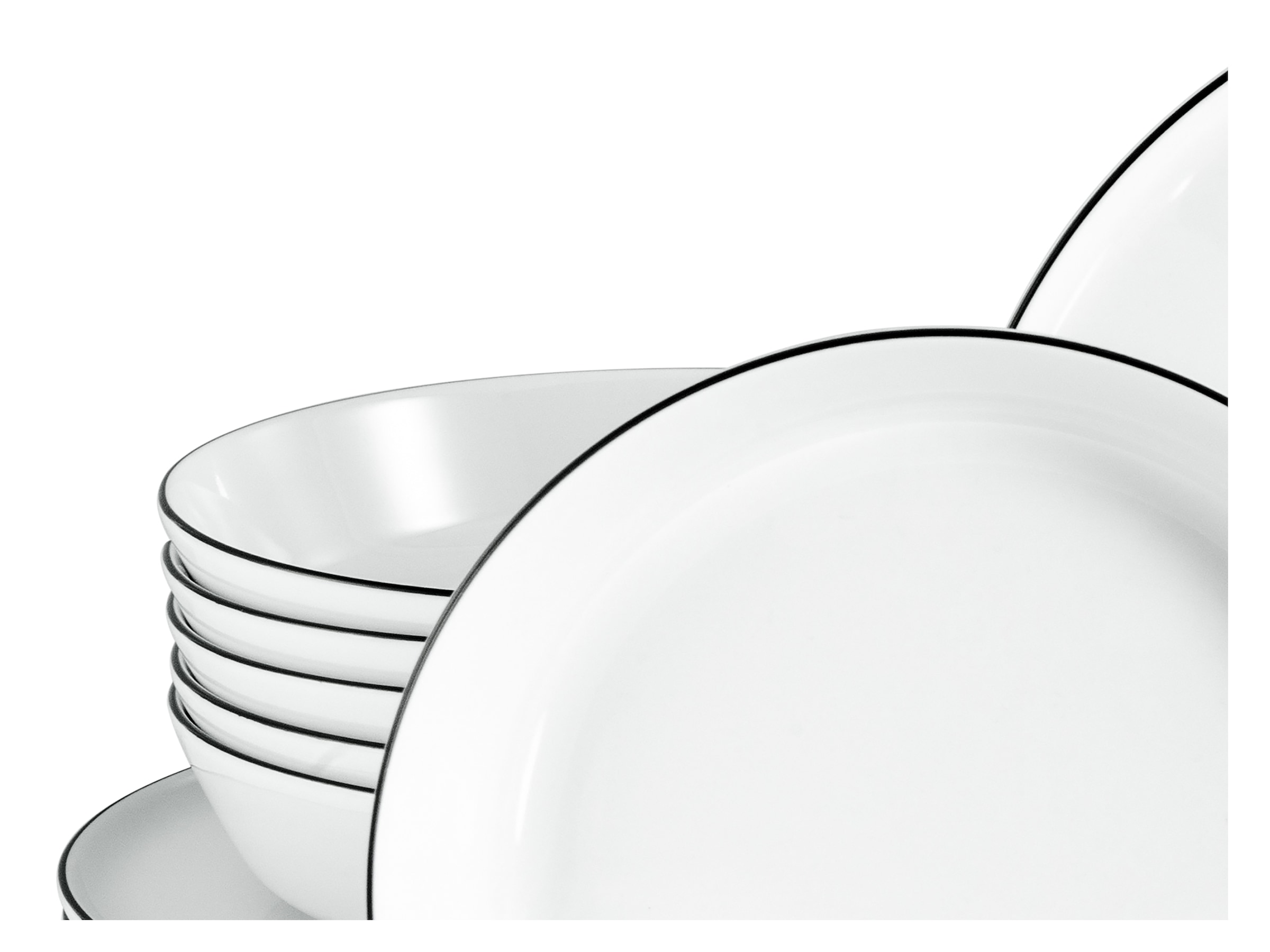 CreaTable Tafelservice »Chef Collection Black Line, Tafel-Service 12-tlg«, (Set, 12 tlg.), Daily Use, Zeitlos